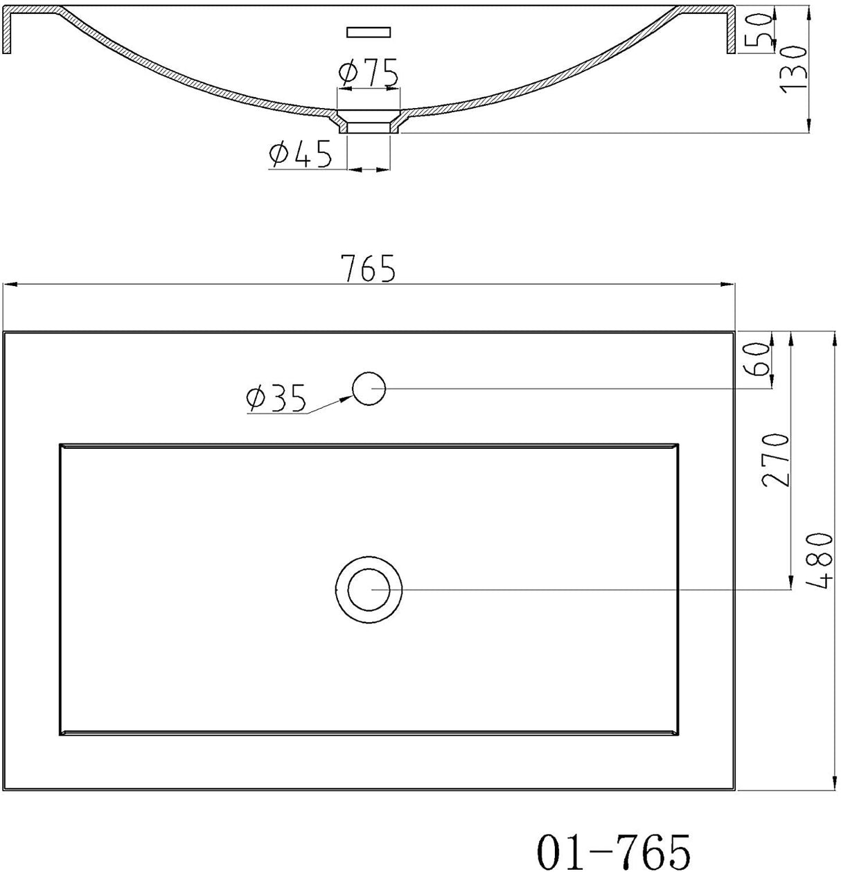 glasvilla lavabo lavabo empotrado cuenco de lavabo mueble de lavabo mineral rectangular 1 orificio para grifo función de desbordamiento Col01
