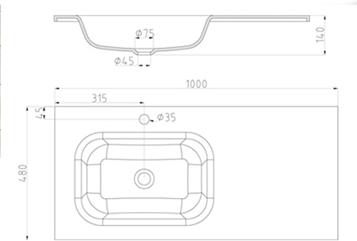 Lavabo Glasvilla, lavabo encastré, lavabo en fonte minérale, meuble-lavabo, grand espace de rangement, rectangulaire Col04