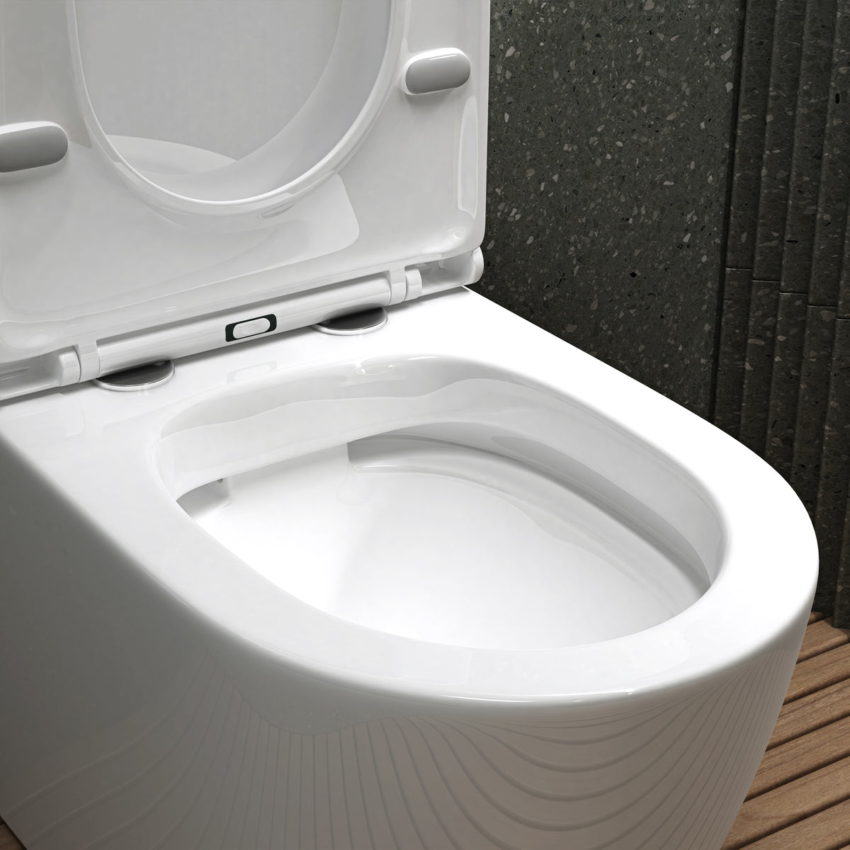 glasvilla Stand WC mit Spülkasten spülrandloses-WC bodenstehende-Toilette aus Keramik, weiß/matt schwarz 36x63x82cm, mit Absenkautomatik, inkl. Spülkasten, Stand179T