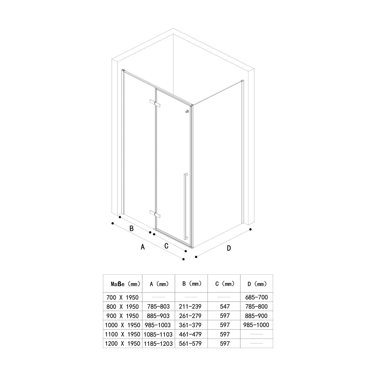 glasvilla Box Doccia in Vetro Trasparente 6mm Box Cabina Doccia in Cristallo di Sicurezza ESG con Rivestimento Nano Rav64K