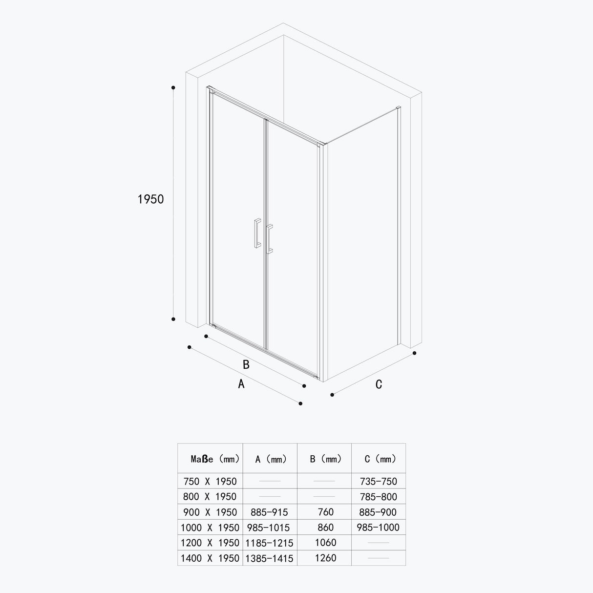 glasvilla Box Doccia in Vetro 8 mm Cabina Bagno Cromo e Nero con Porte Girevole Cabina Doccia in Vetro di Sicurezza ESG con Rivestimento Nano Ravenna66K