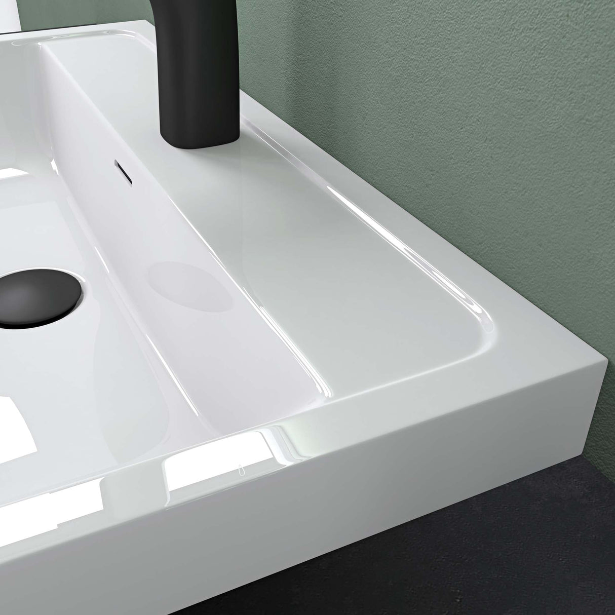 glasvilla Lavabo Lavabo empotrado Cuenca rectangular de mineral con desbordamiento Col8