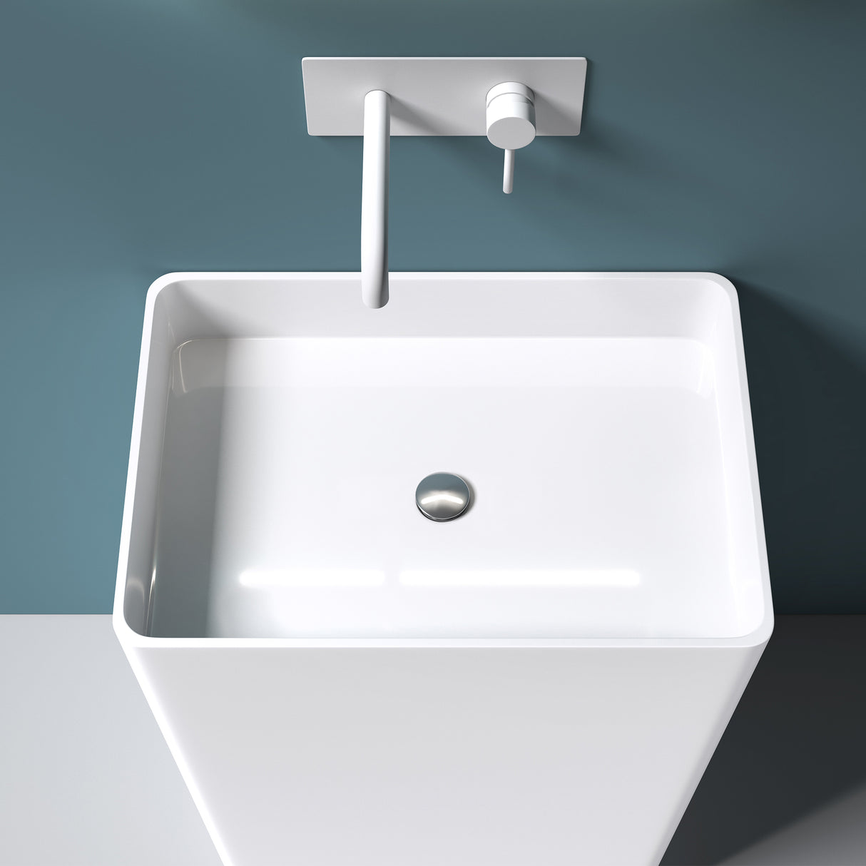 lavabo de diseño glasvilla freestanding Col36 blanco de mineral compuesto, BTH: 60x42x80cm