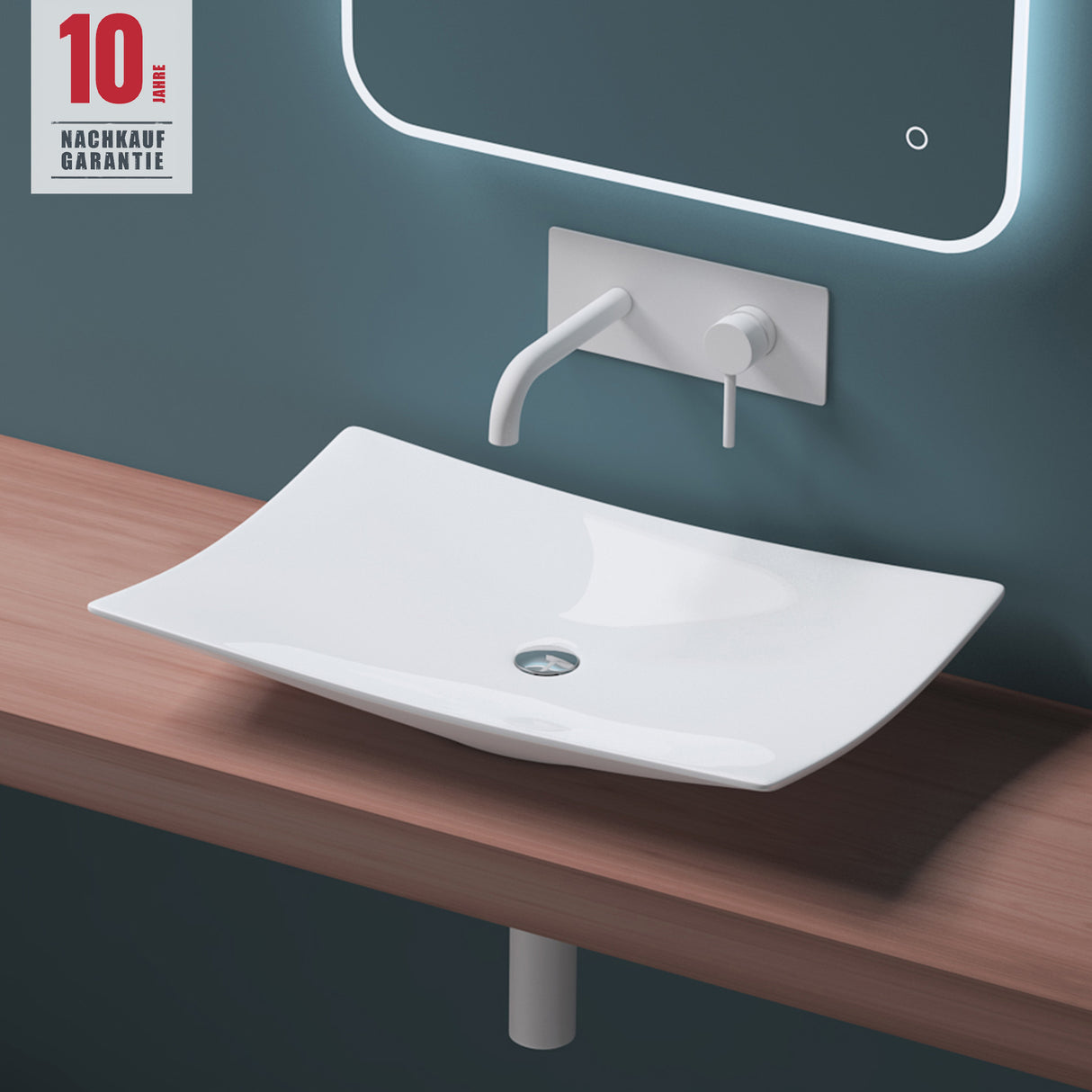 glasvilla Lavabo da Appoggio in Ceramica Lavandino Bagno Bianco Nano Rivestimenti inclusi Brüssel5096