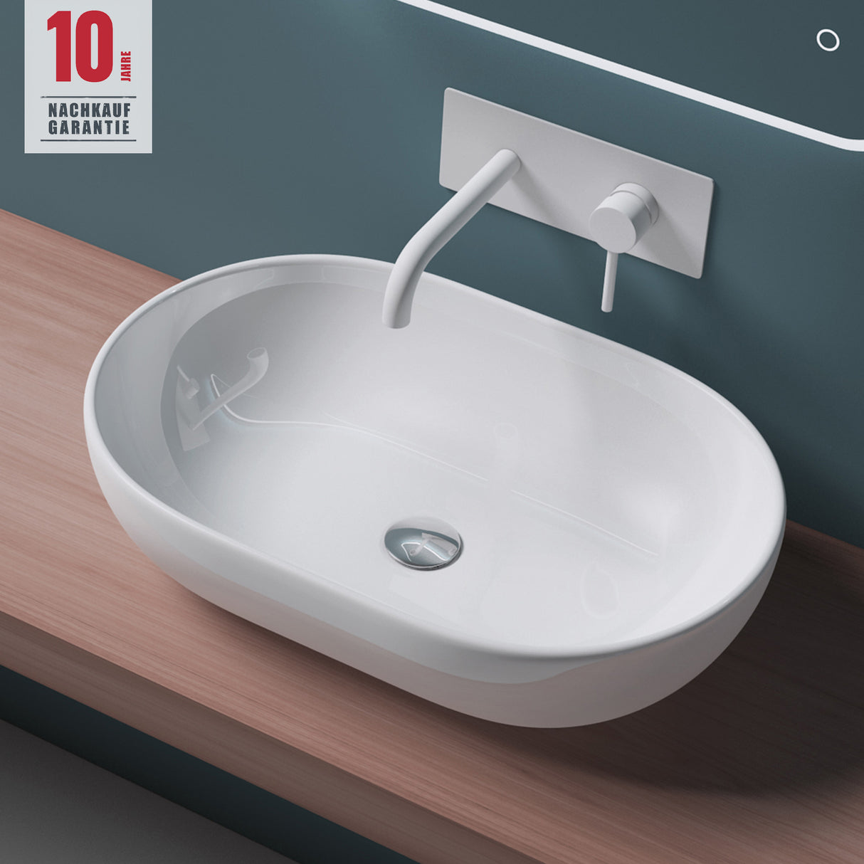 glasvilla lavabo de encimera cerámica en blanco con recubrimiento nano Bruselas322