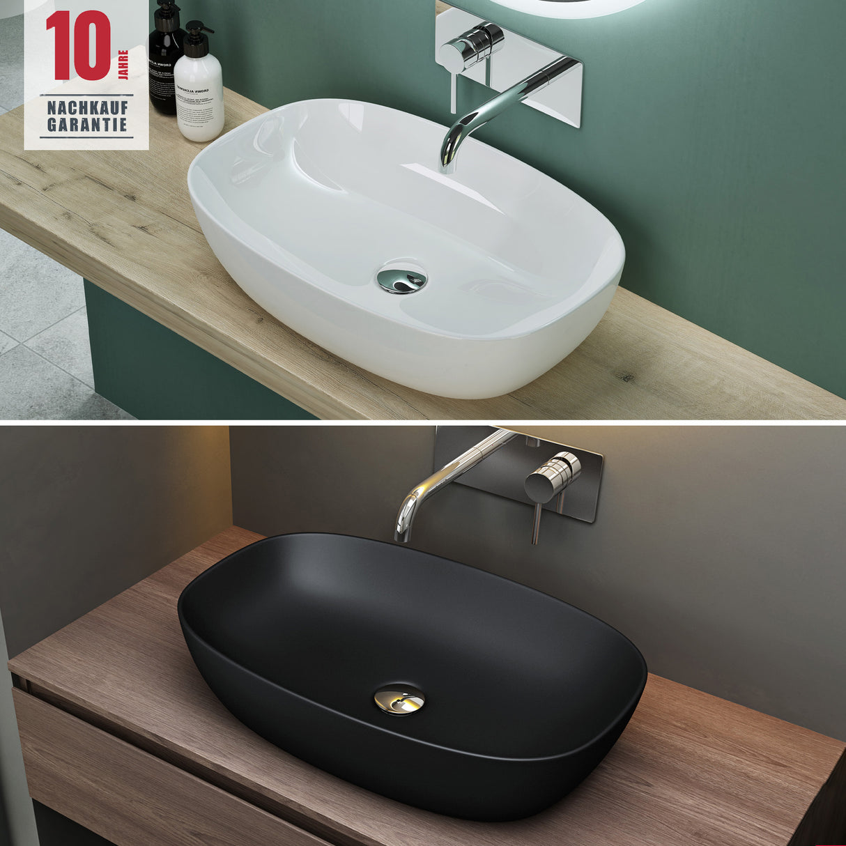 glasvilla Lavabo da Appoggio in Ceramica con Nano Rivestimenti Lavandino Bagno Brüssel104