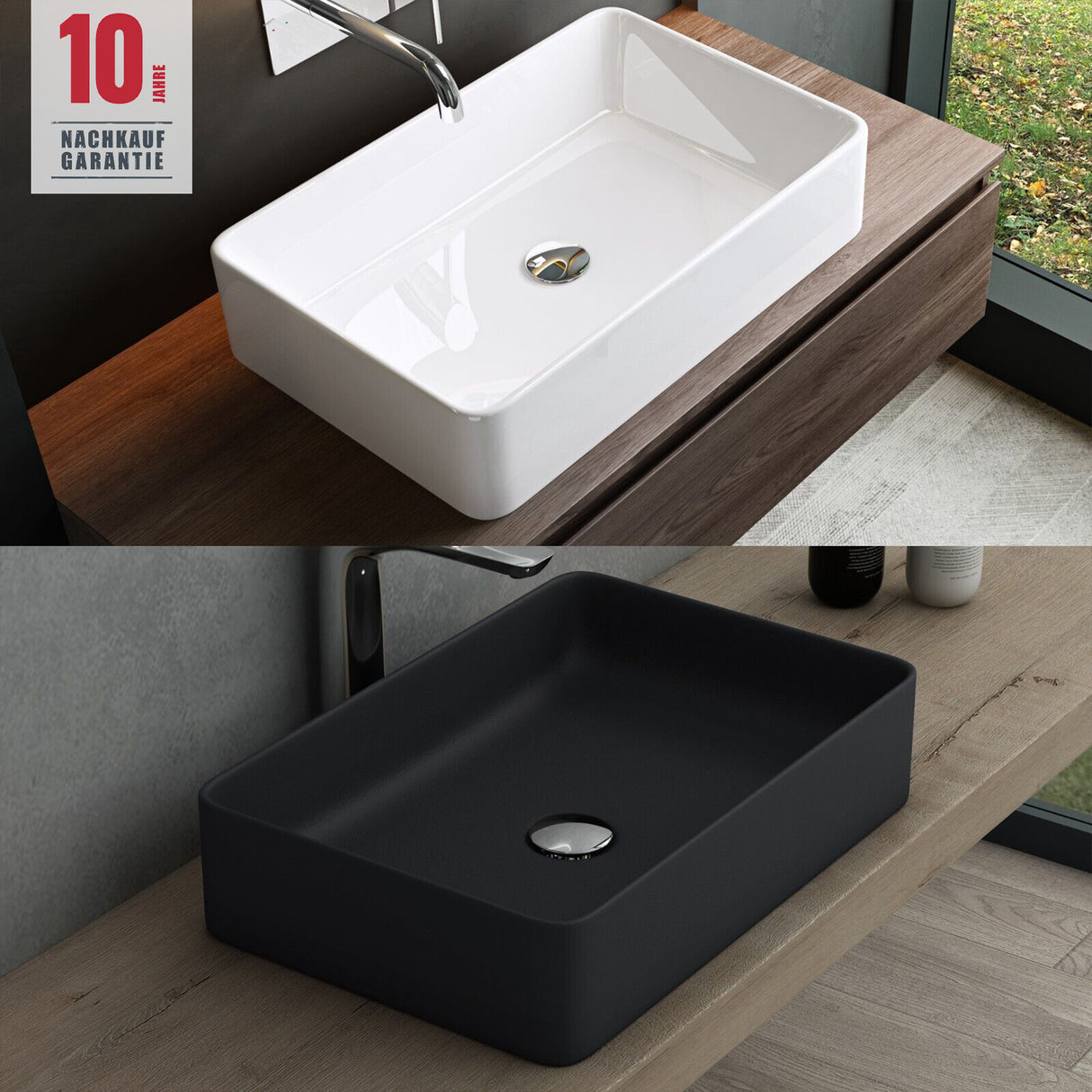 glasvilla Lavabo Lavabo de Encimera BTH: 59x38x13,5cm Cuenco de Cerámica Bruselas105D