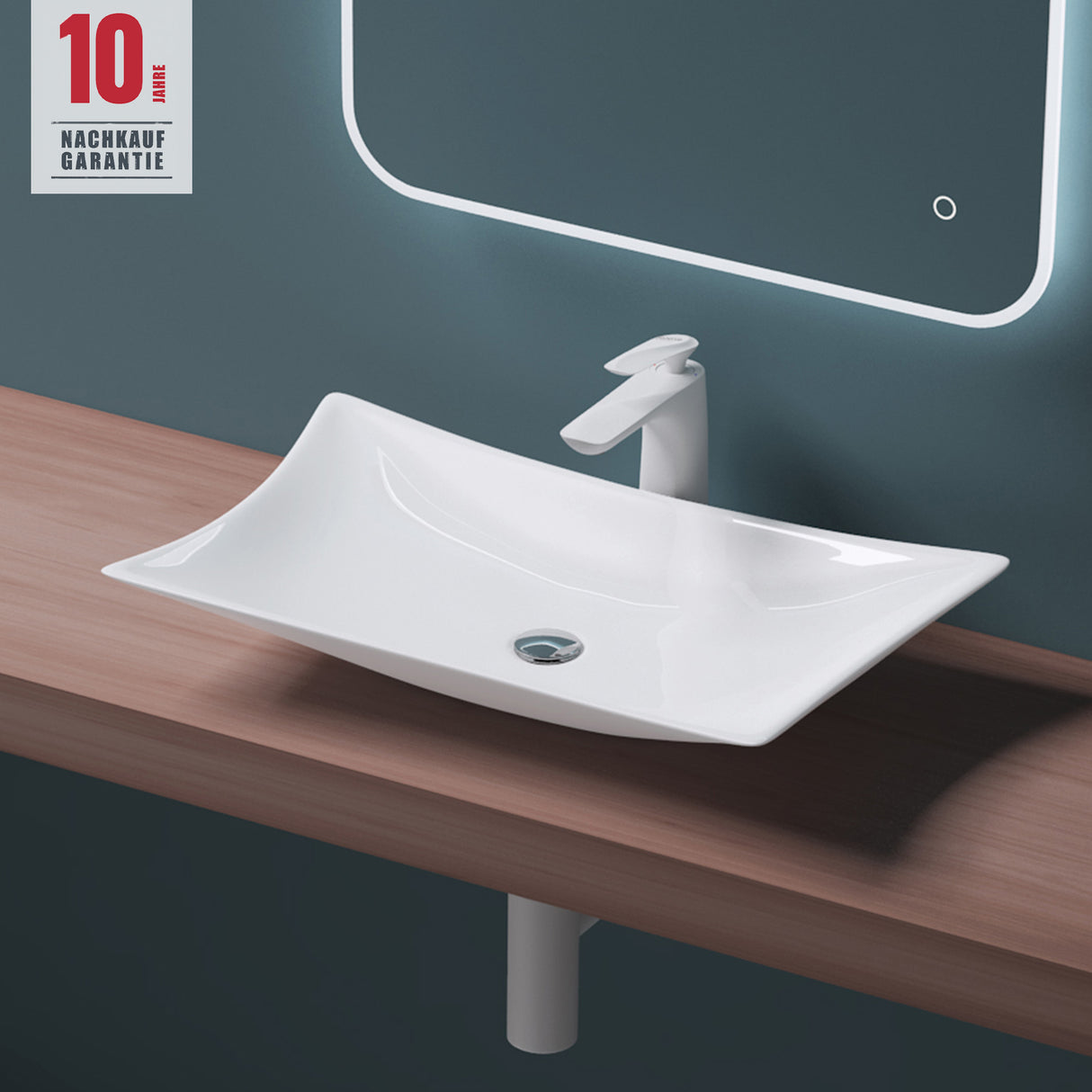 glasvilla Lavabo da Appoggio in Ceramica Lavandino Bagno con Rivestimento Nano Brüssel891