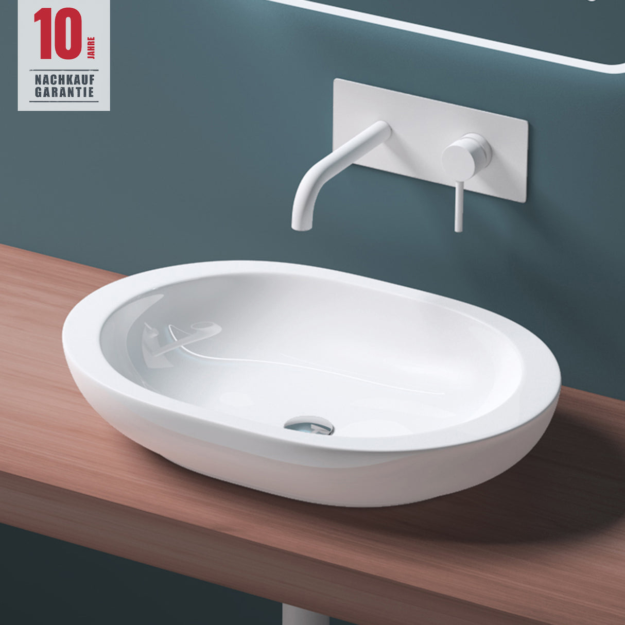 glasvilla Lavabo da Appoggio in Ceramica Lavandino Bagno Bianco Nano Rivestimenti inclusi