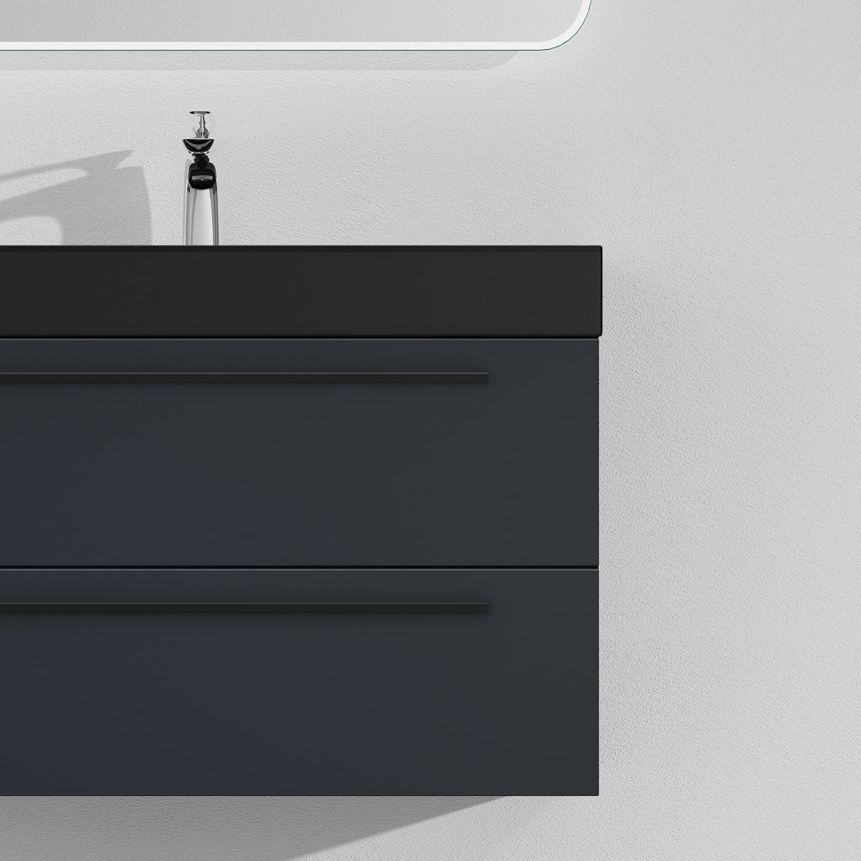 glasvilla Mobile Bagno Sospeso con Lavabo Mobiletto per Bagno con Lavabo in Antracite da Minerale Fuso Quadratto