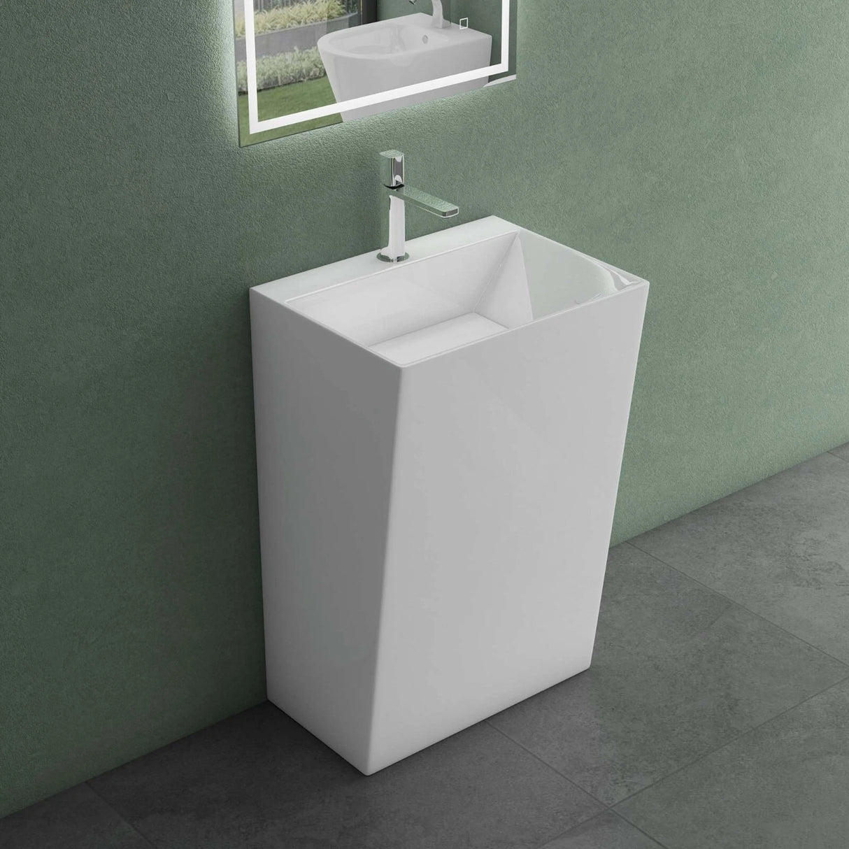 lavabo de diseño glasvilla freestanding Col40 blanco, de mineral, lavabo, BTH: 55x42x85cm