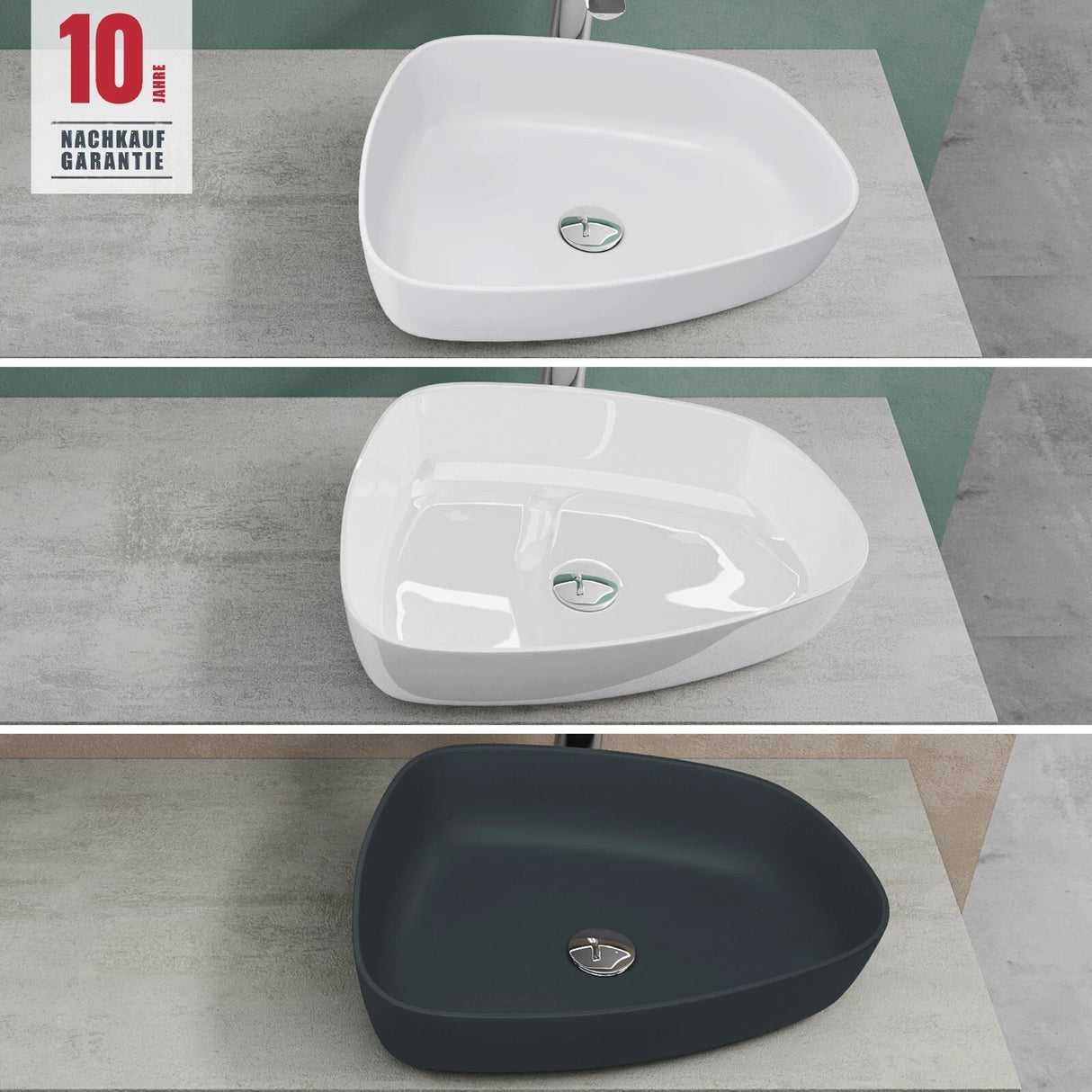 Lavabo Glasvilla, vasque à poser en fonte minérale, meuble-lavabo, espace de lavage, cuvette Col826