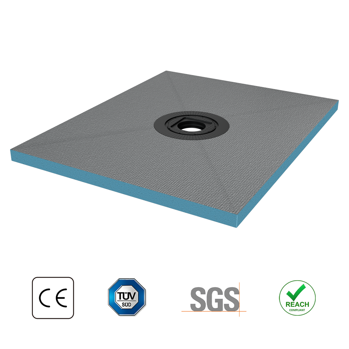 Élément de douche Glasvilla, panneau de douche carrelable, éléments de douche avec caniveaux, receveur de douche affleurant le sol, panneau XPS incliné