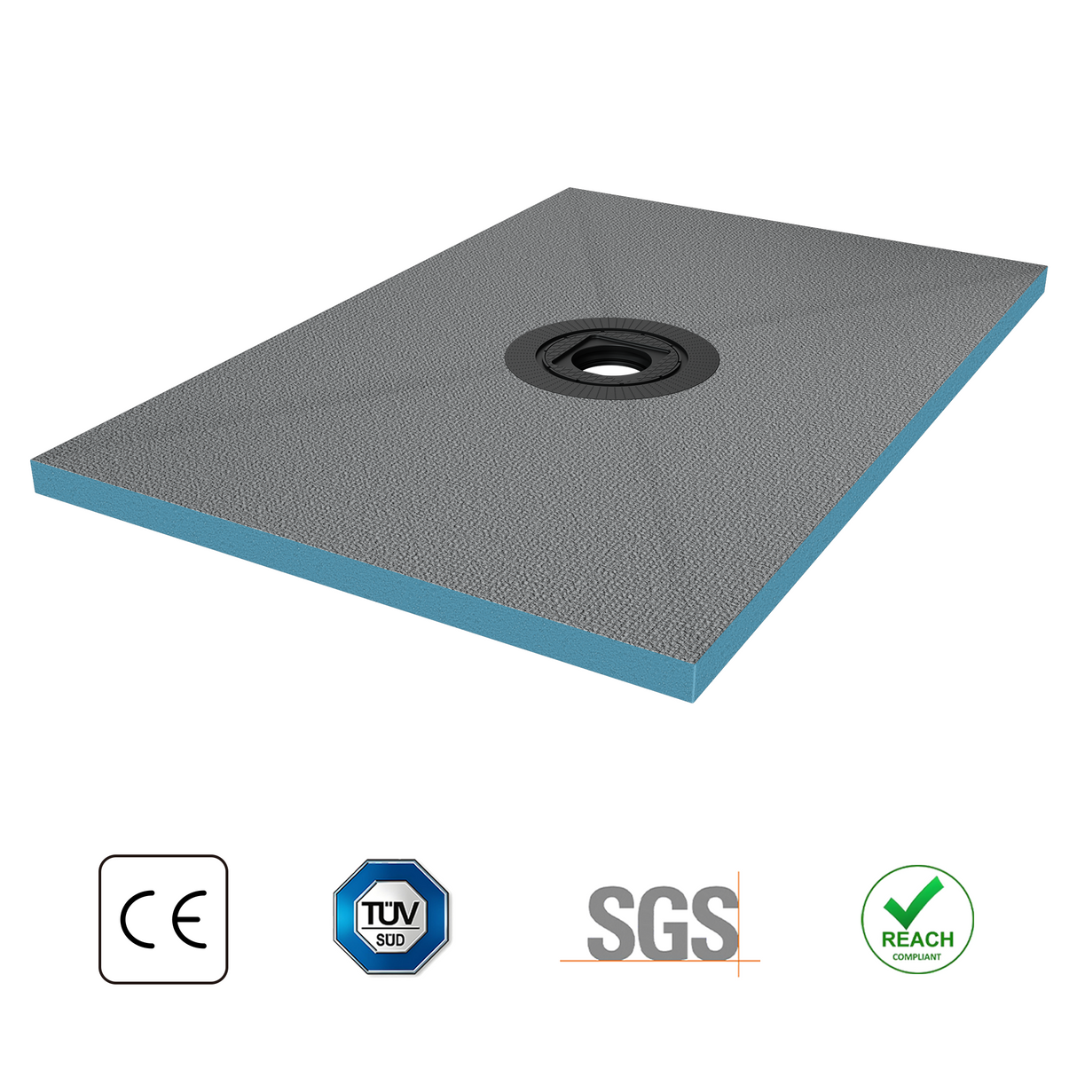 Élément de douche Glasvilla, panneau de douche carrelable, éléments de douche avec caniveaux, receveur de douche affleurant le sol, panneau XPS incliné