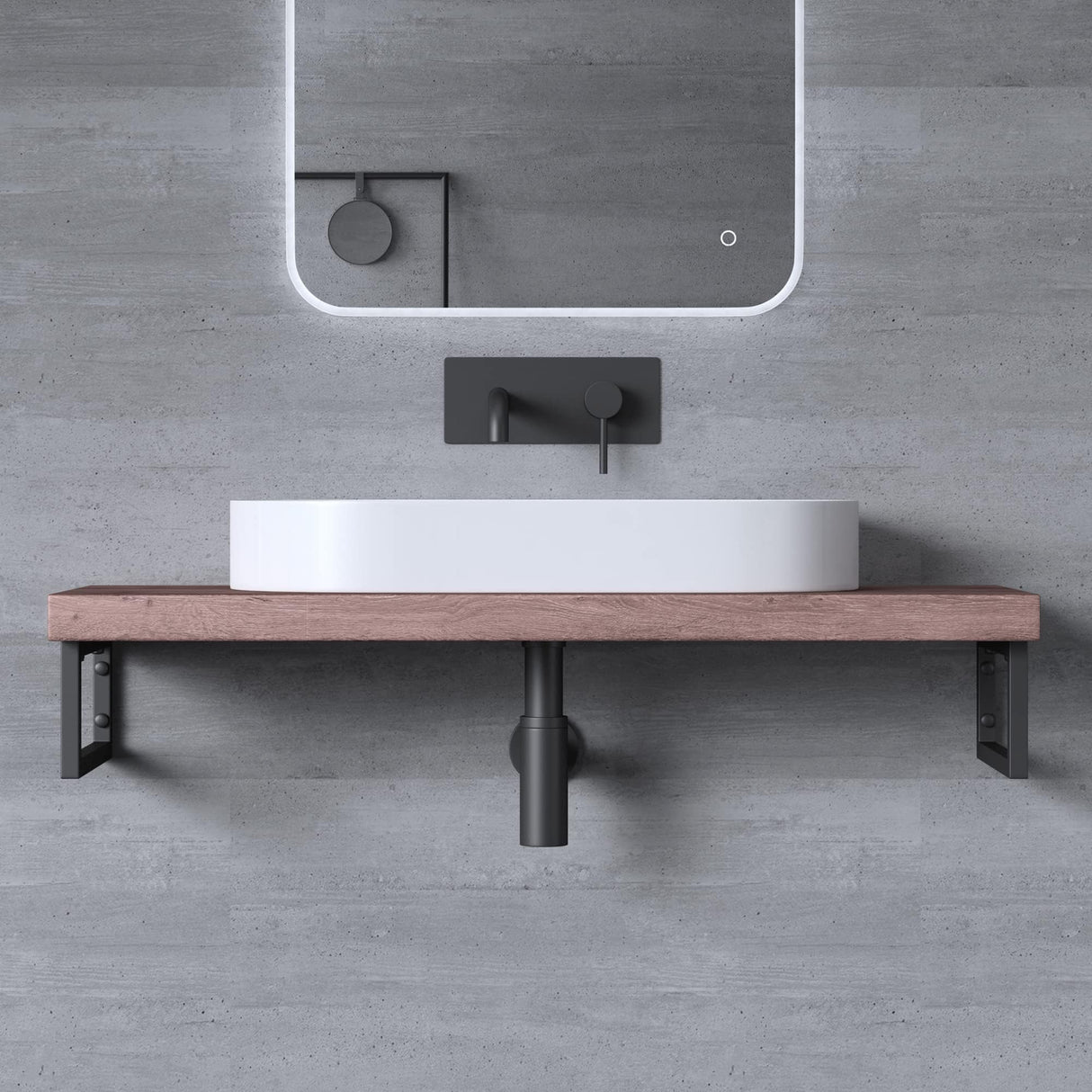 glasvilla Diseño Consola de Pared de Acero Inoxidable Soporte para Lavabo 2 Piezas WH01