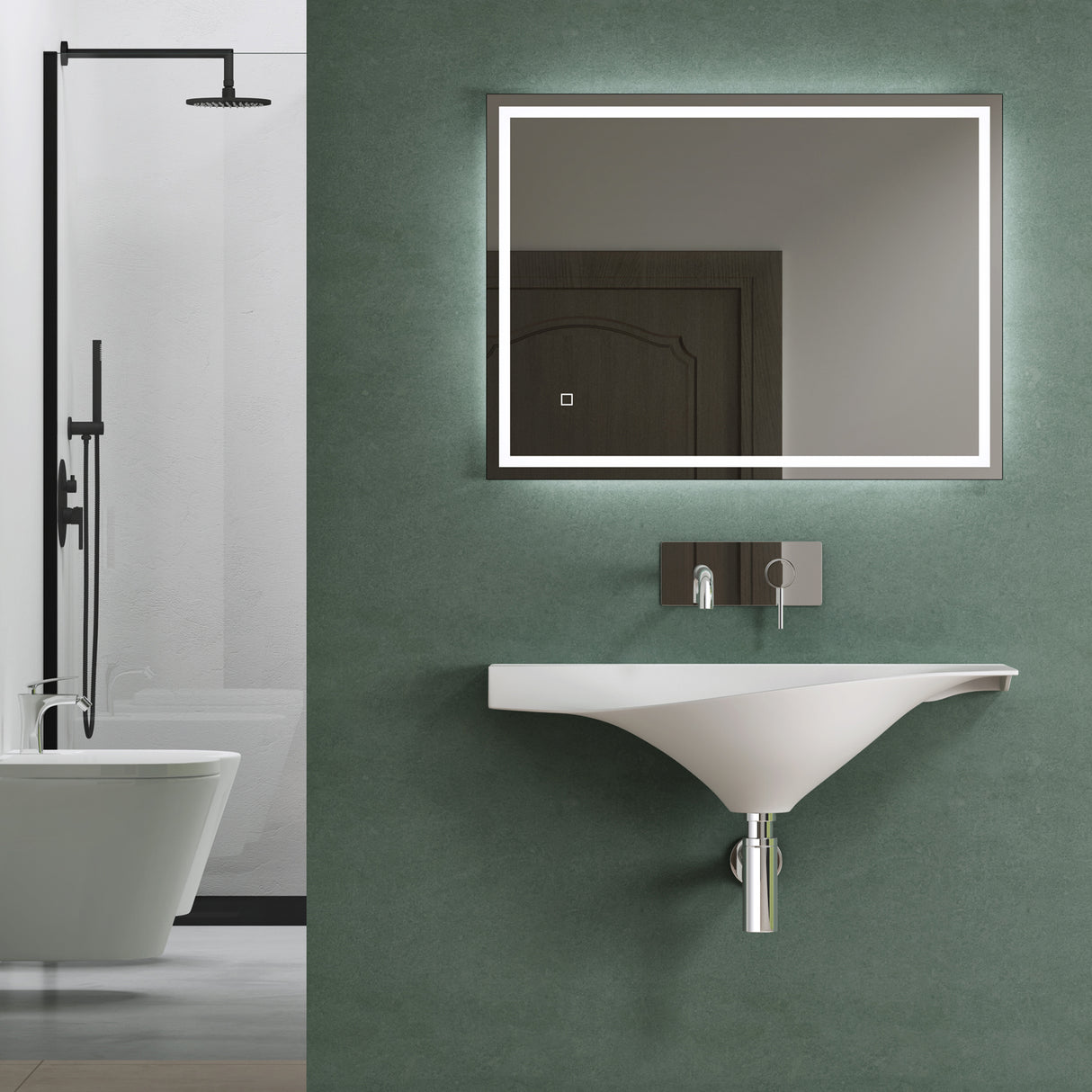 lavabo de diseño glasvilla lavabo suspendido BTH: 80x37x22cm en blanco mate de mineral fundido con tapa de desagüe cuenco de lavabo Col816