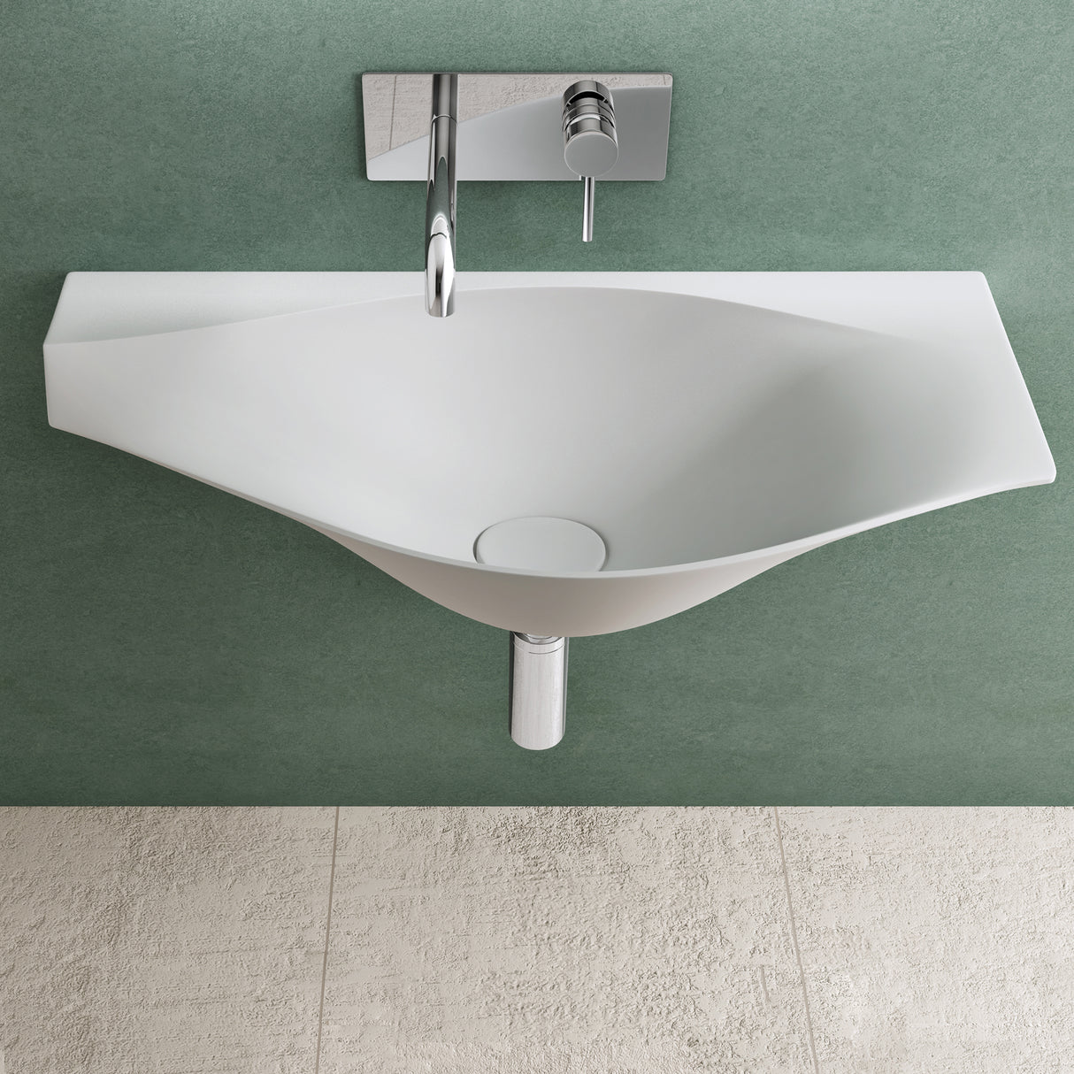 lavabo de diseño glasvilla lavabo suspendido BTH: 80x37x22cm en blanco mate de mineral fundido con tapa de desagüe cuenco de lavabo Col816