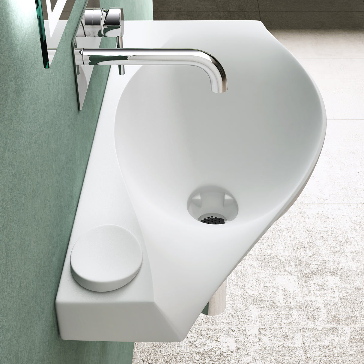 lavabo de diseño glasvilla lavabo suspendido BTH: 80x37x22cm en blanco mate de mineral fundido con tapa de desagüe cuenco de lavabo Col816