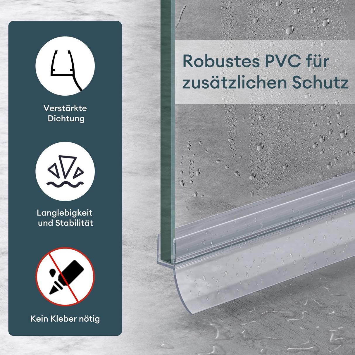 glasvilla Duschdichtung Duschlippe | Duschtürdichtung 6mm - 8mm Glasstärke | Ersatzdichtung Duschtür Duschwand recta