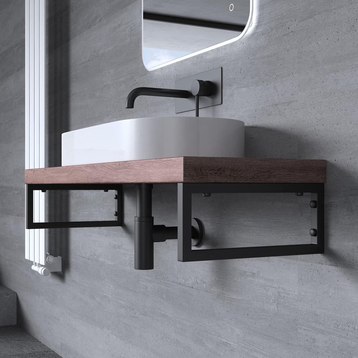 glasvilla Diseño Consola de Pared de Acero Inoxidable Soporte para Lavabo 2 Piezas WH01