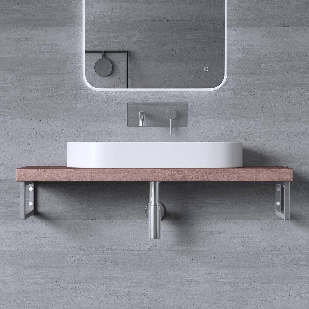 glasvilla Diseño Consola de Pared de Acero Inoxidable Soporte para Lavabo 2 Piezas WH01