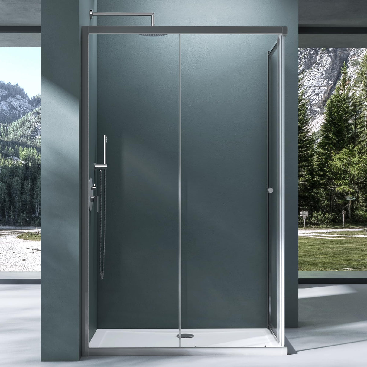 glasvilla Duschkabine Duschabtrennung Eckdusche aus Sicherheitsglas mit NANO Schiebetür Ravenna16L-K