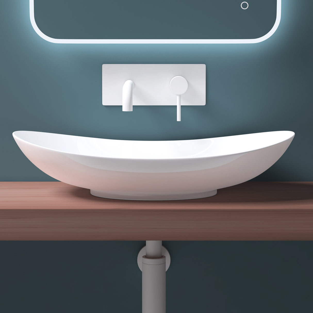 glasvilla Lavabo da Appoggio in Ceramica, Lavandino Bagno Ovale con Rivestimento Nano Brüssel858