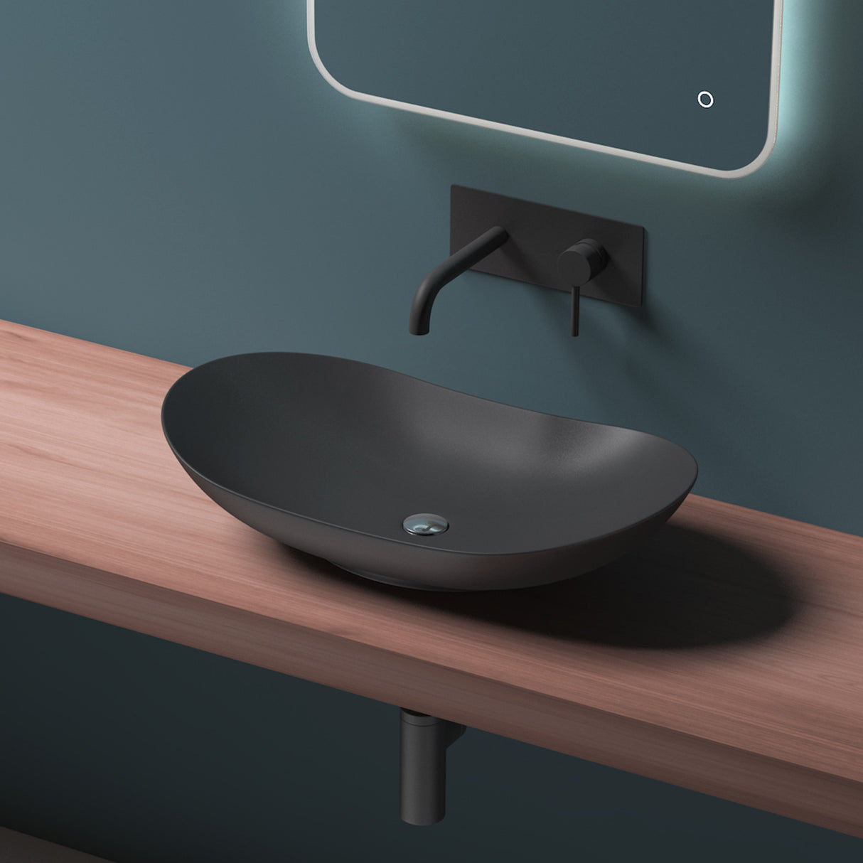 glasvilla Lavabo da Appoggio in Ceramica, Lavandino Bagno Ovale con Rivestimento Nano Brüssel858