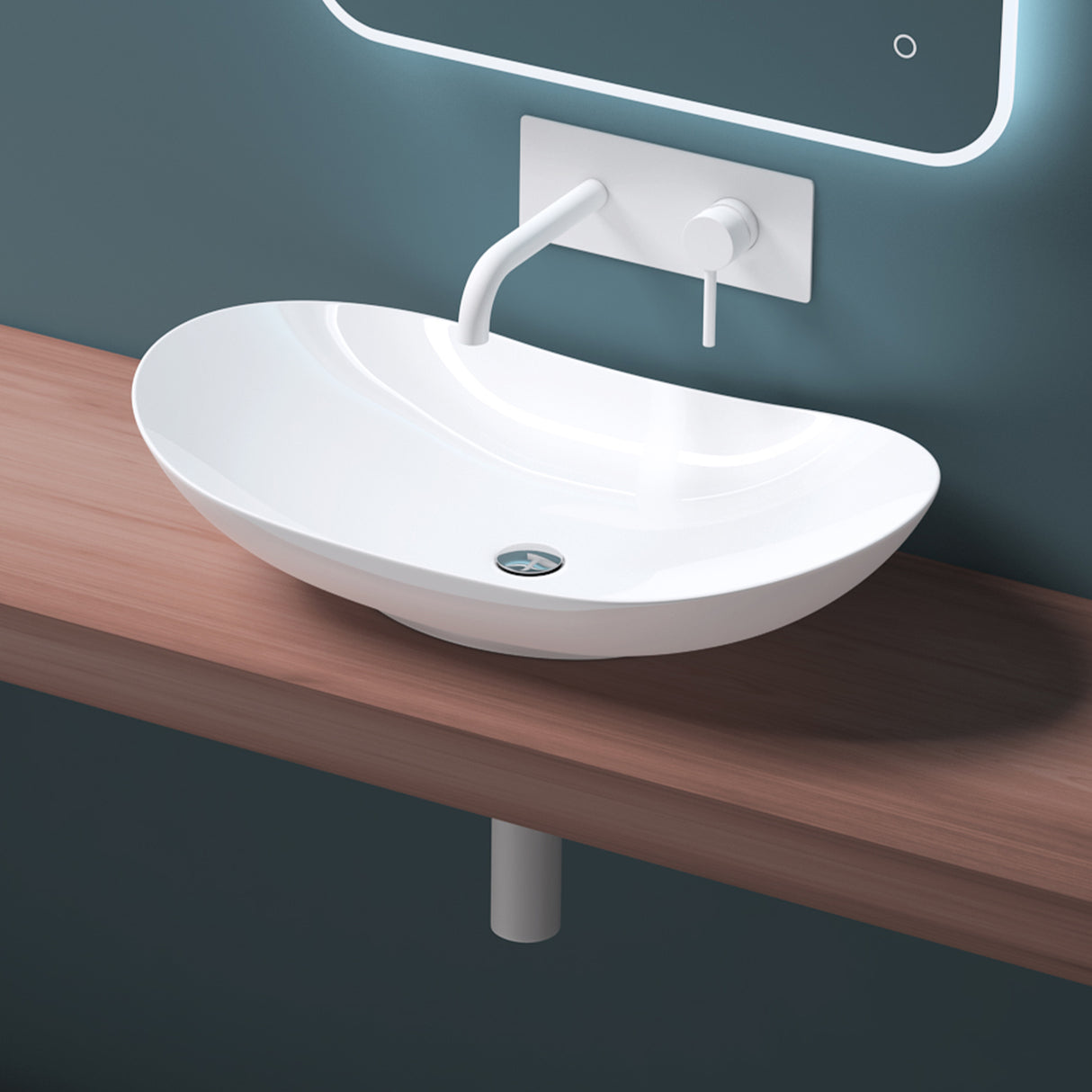 glasvilla Lavabo da Appoggio in Ceramica, Lavandino Bagno Ovale con Rivestimento Nano Brüssel858