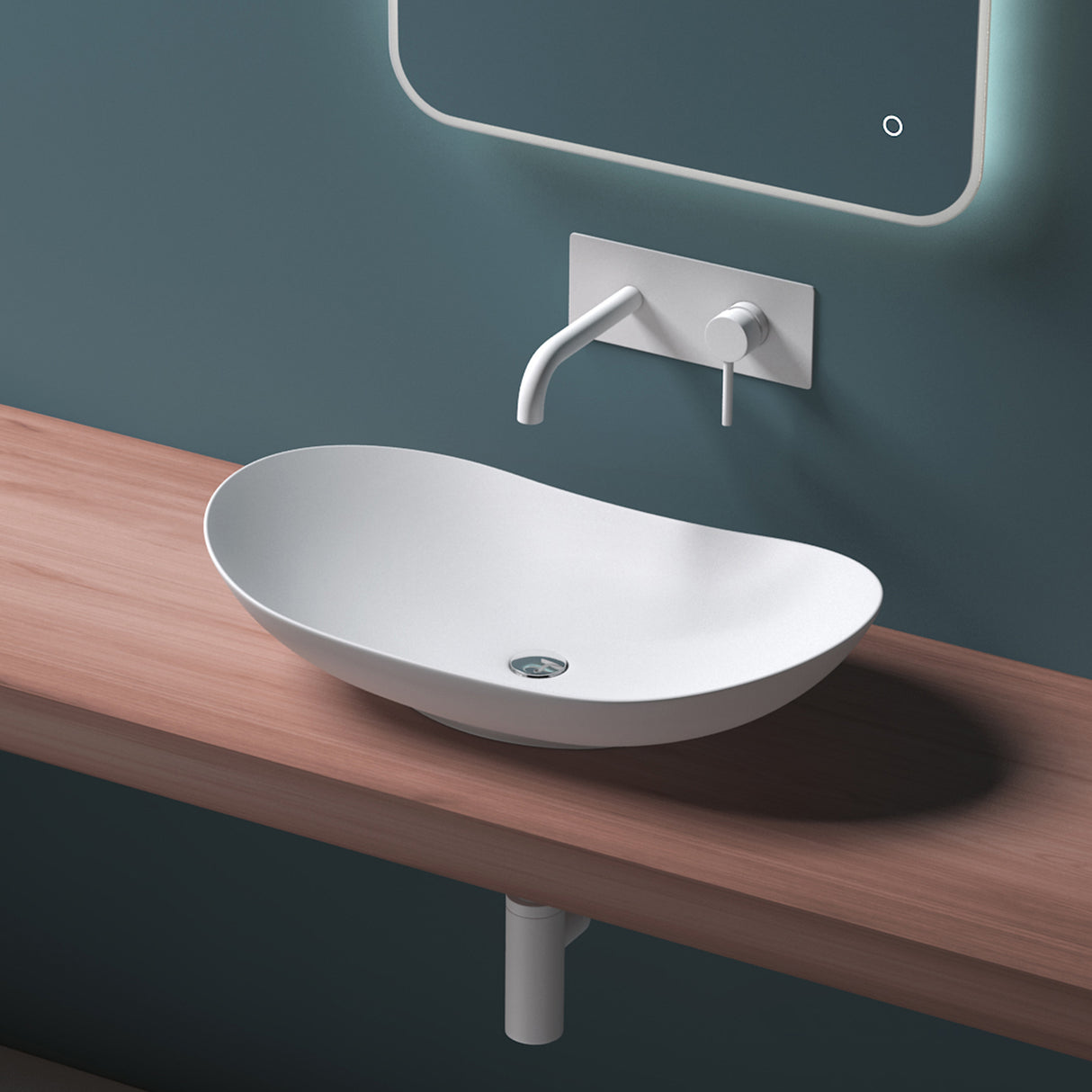 glasvilla Lavabo da Appoggio in Ceramica, Lavandino Bagno Ovale con Rivestimento Nano Brüssel858
