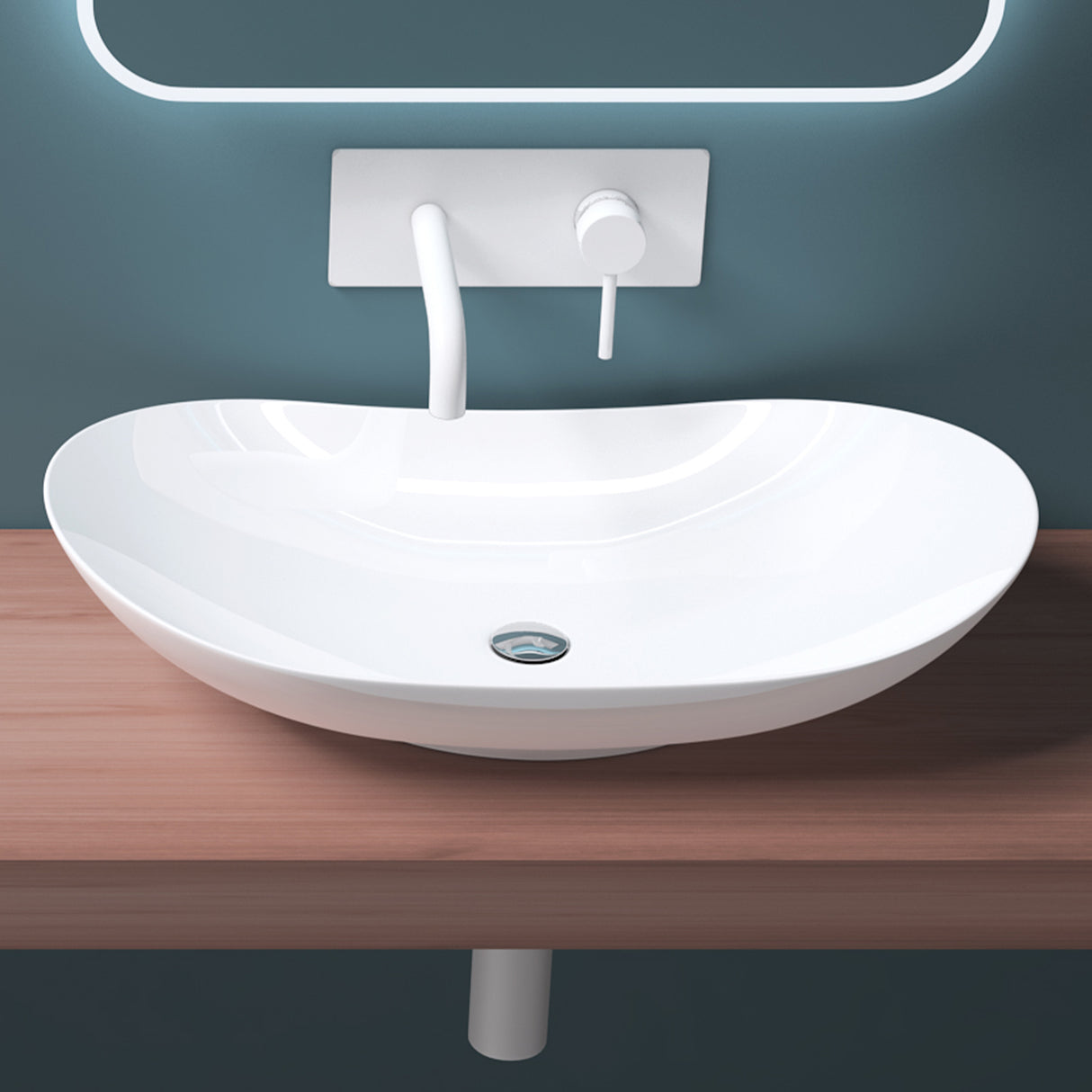 glasvilla Lavabo da Appoggio in Ceramica, Lavandino Bagno Ovale con Rivestimento Nano Brüssel858