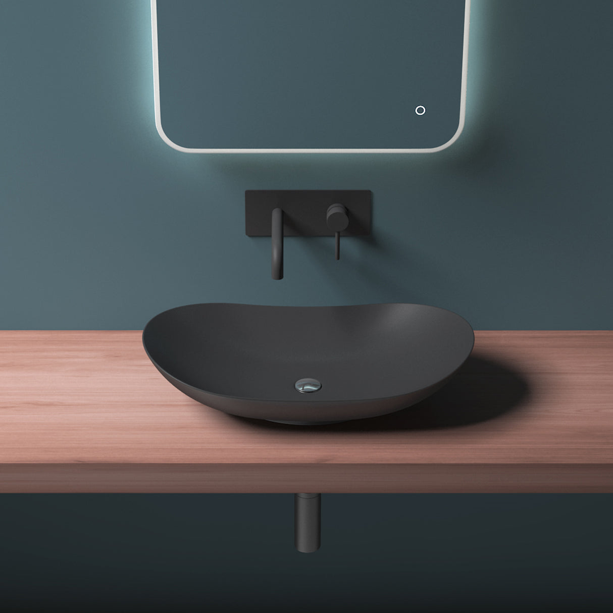 glasvilla Lavabo da Appoggio in Ceramica, Lavandino Bagno Ovale con Rivestimento Nano Brüssel858