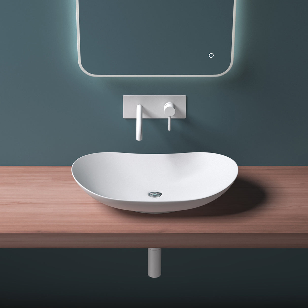 glasvilla Lavabo da Appoggio in Ceramica, Lavandino Bagno Ovale con Rivestimento Nano Brüssel858