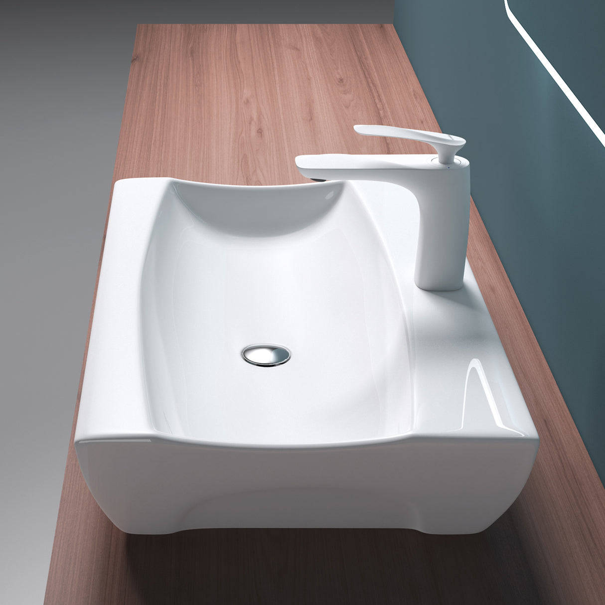 glasvilla Lavabo da Appoggio in Ceramica 63x40x12cm, Lavabo Bagno Sospeso Lavandino Bagno con Rivestimento nano Bianco Brüssel890