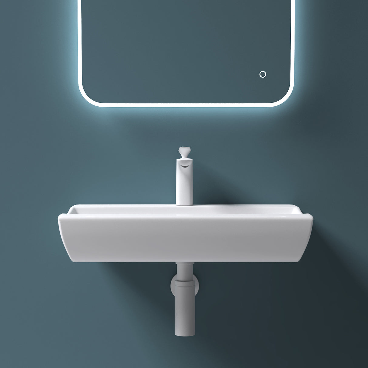 glasvilla Lavabo da Appoggio in Ceramica 63x40x12cm, Lavabo Bagno Sospeso Lavandino Bagno con Rivestimento nano Bianco Brüssel890