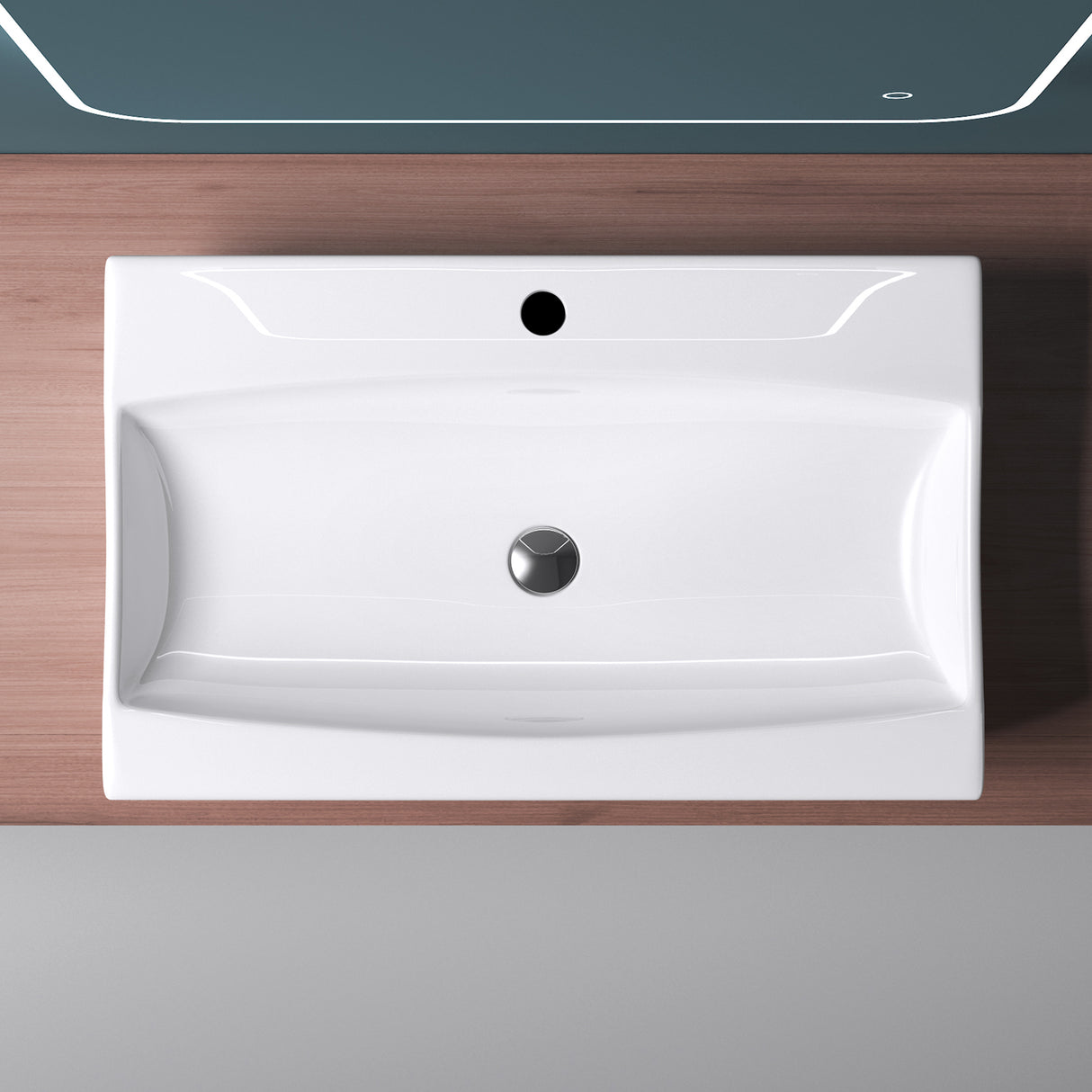 glasvilla Lavabo da Appoggio in Ceramica 63x40x12cm, Lavabo Bagno Sospeso Lavandino Bagno con Rivestimento nano Bianco Brüssel890