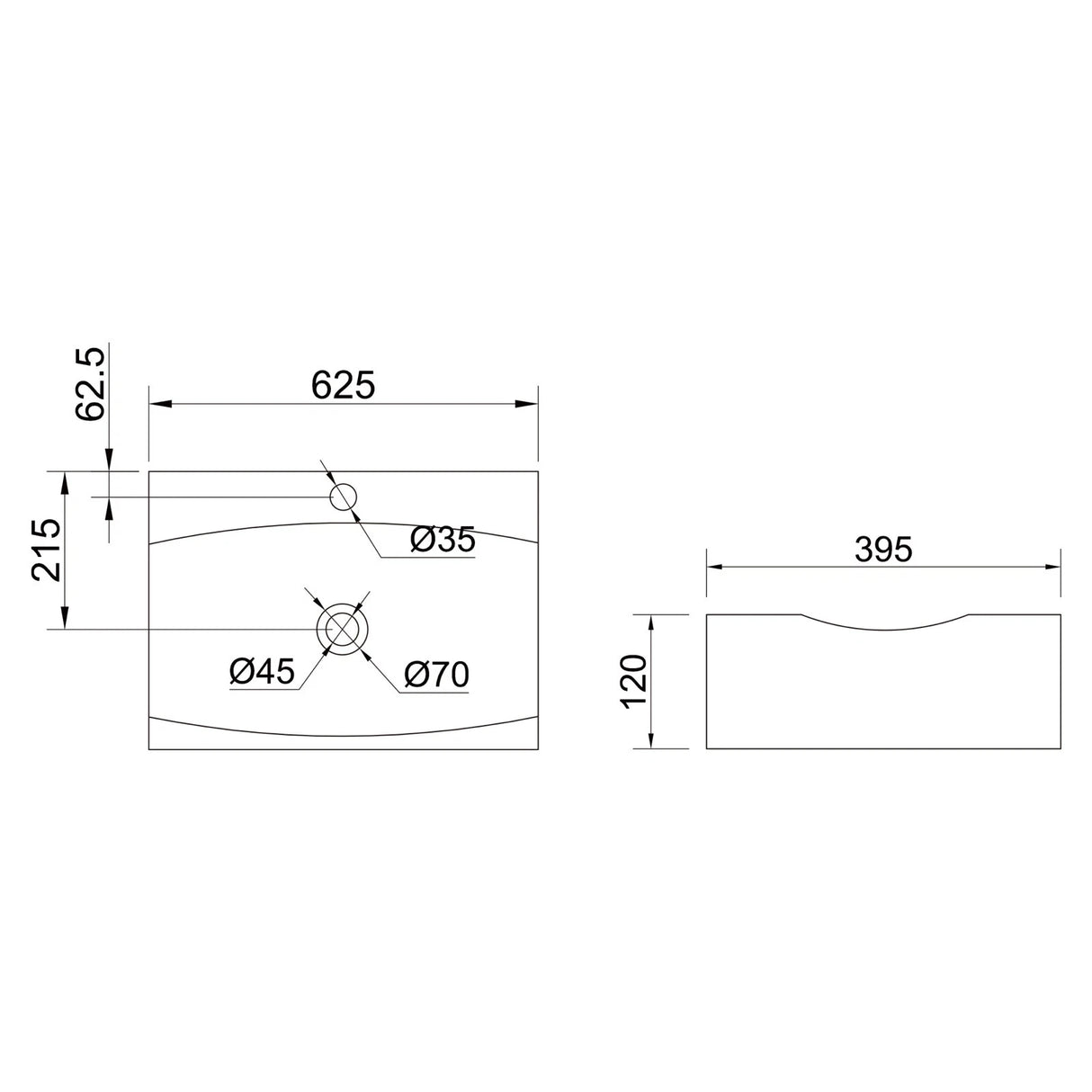 glasvilla Lavabo da Appoggio in Ceramica 63x40x12cm, Lavabo Bagno Sospeso Lavandino Bagno con Rivestimento nano Bianco Brüssel890