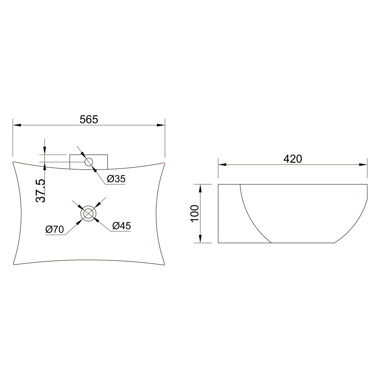 glasvilla Lavabo da Appoggio in Ceramica Lavandino Bagno con Rivestimento Nano Brüssel891