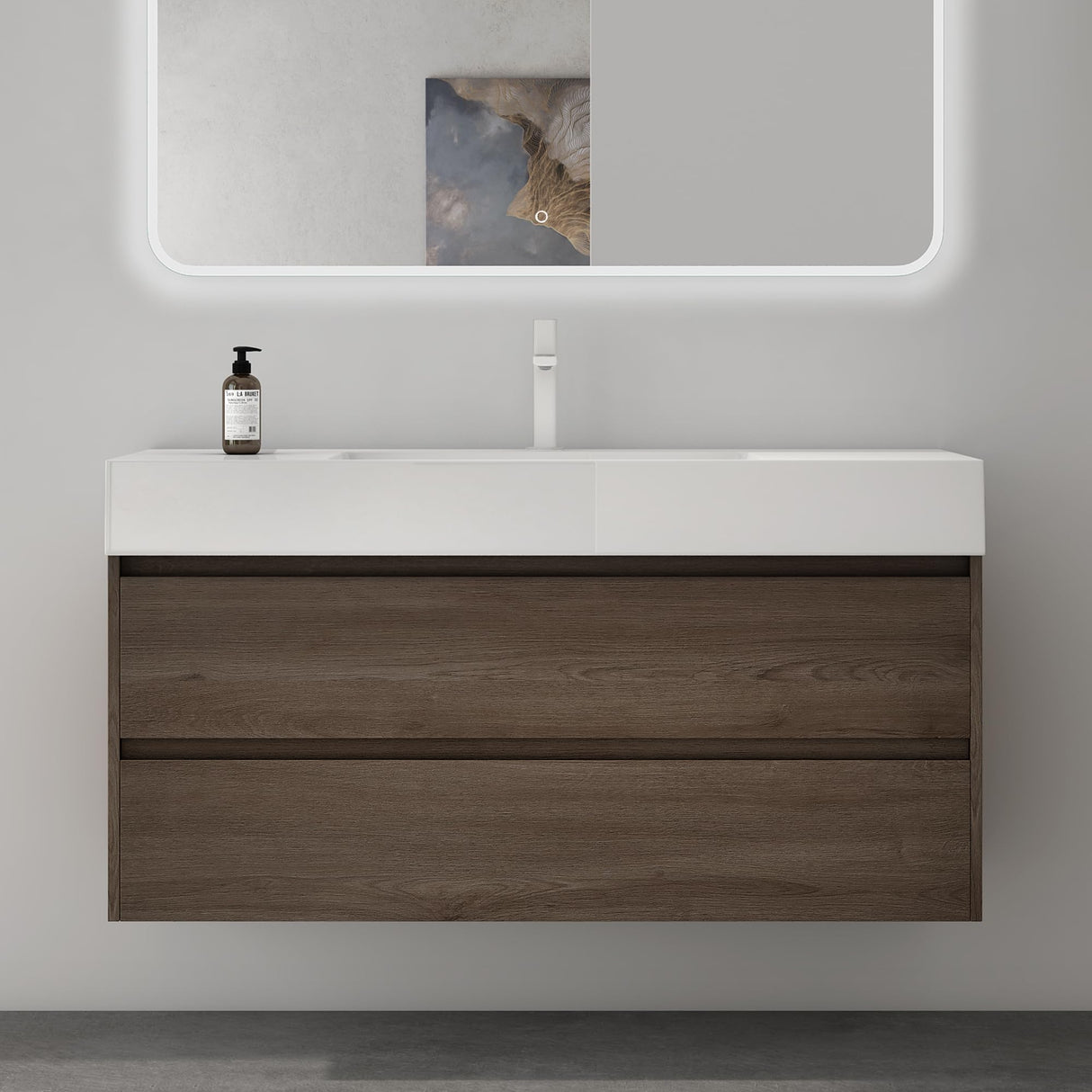 conjunto de muebles de baño glasvilla mueble bajo lavabo 120x48x63cm con 2 cajones incluido lavabo Deep
