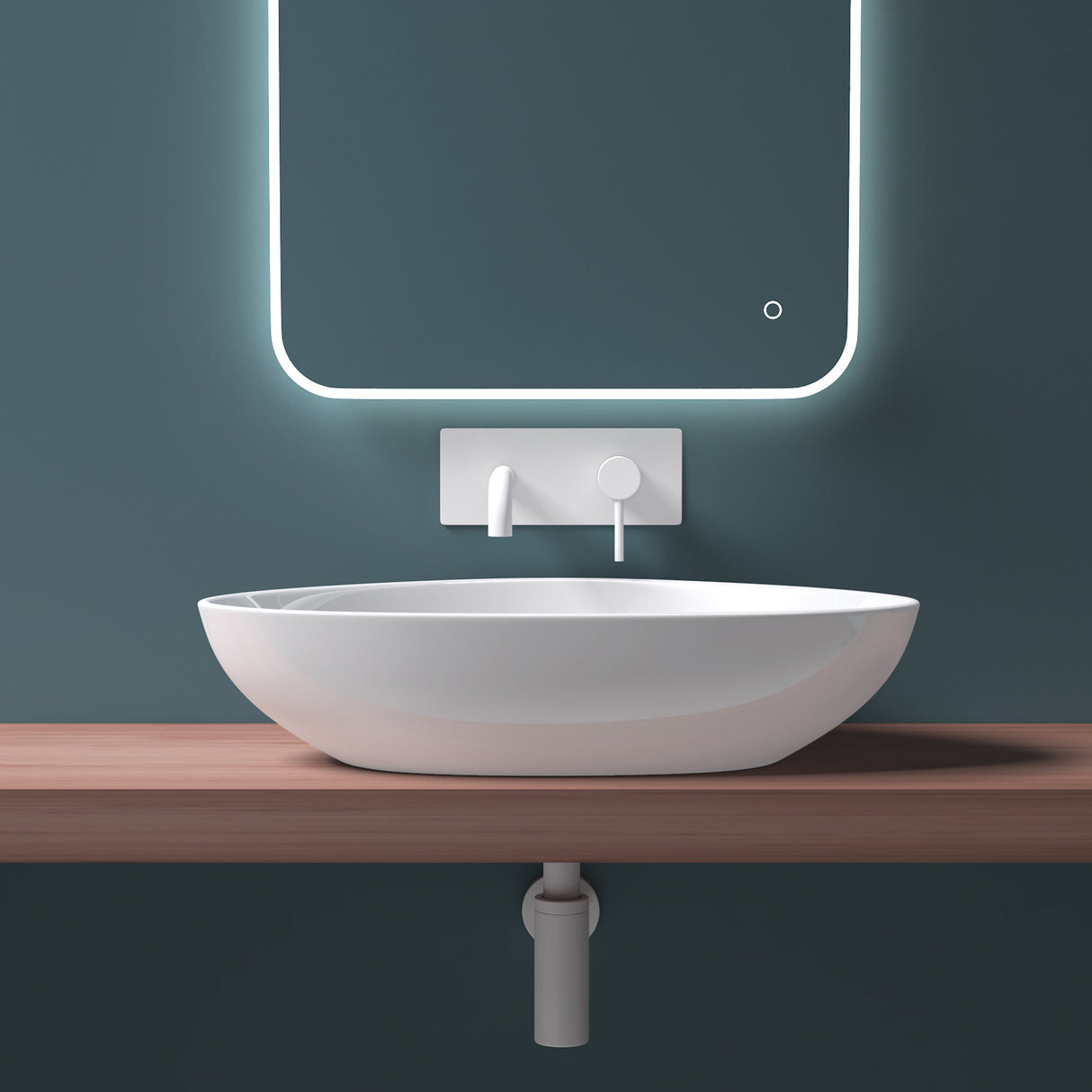 glasvilla Lavabo da Appoggio in Ceramica Lavandino Bagno con Rivestimento Nano Bianco Brüssel895