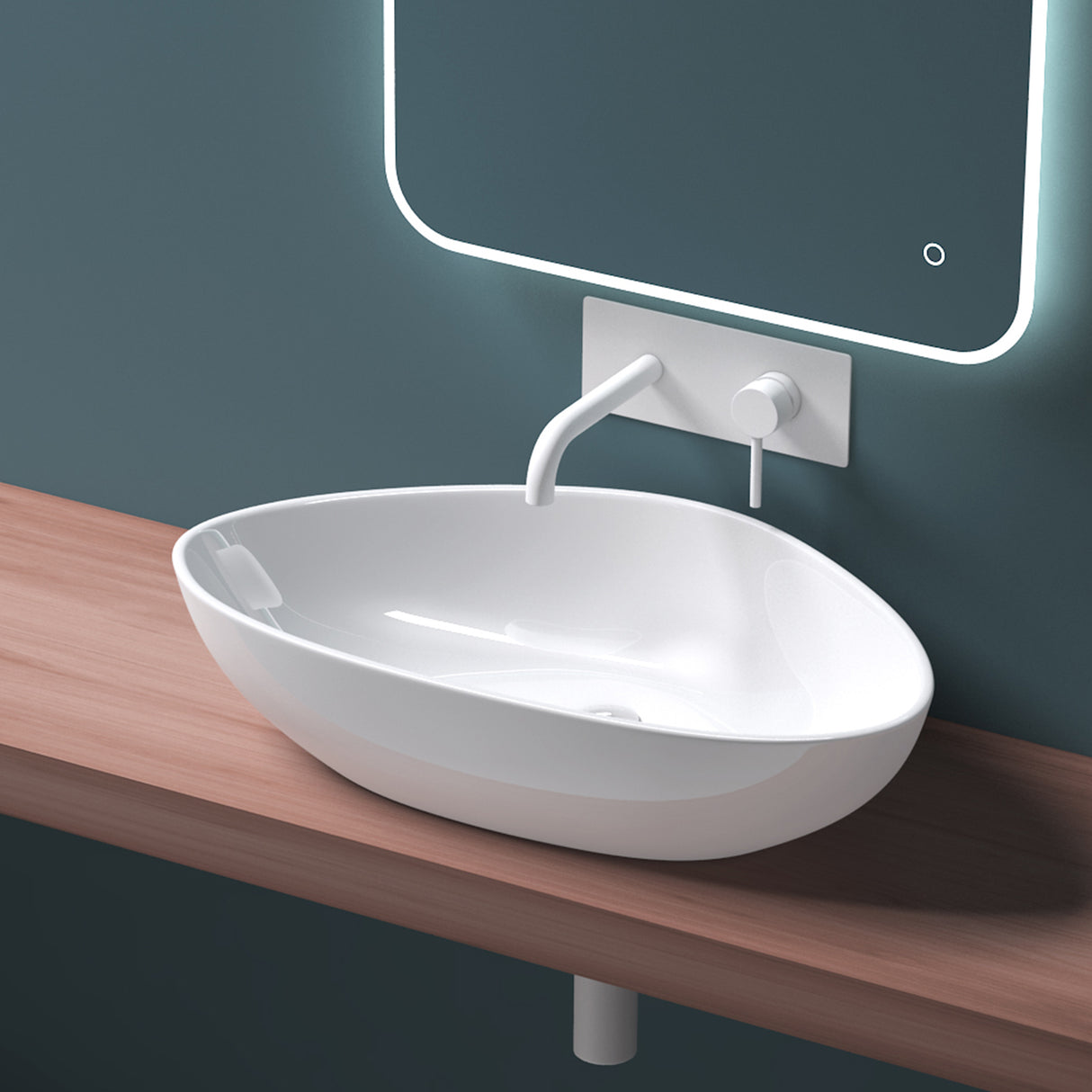 glasvilla Lavabo da Appoggio in Ceramica Lavandino Bagno con Rivestimento Nano Bianco Brüssel895