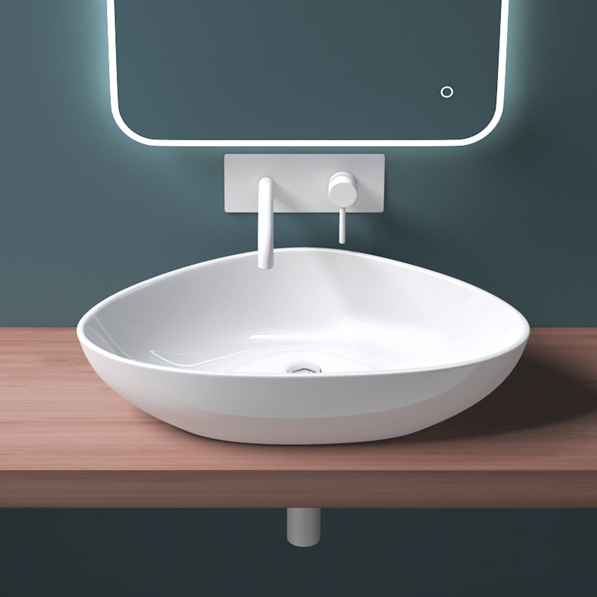 glasvilla Lavabo da Appoggio in Ceramica Lavandino Bagno con Rivestimento Nano Bianco Brüssel895