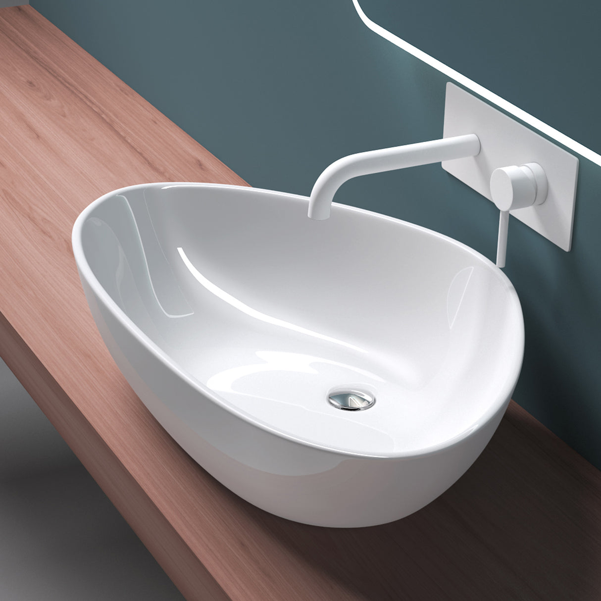 glasvilla Lavabo da Appoggio in Ceramica Lavandino Bagno con Rivestimento Nano Bianco Brüssel895