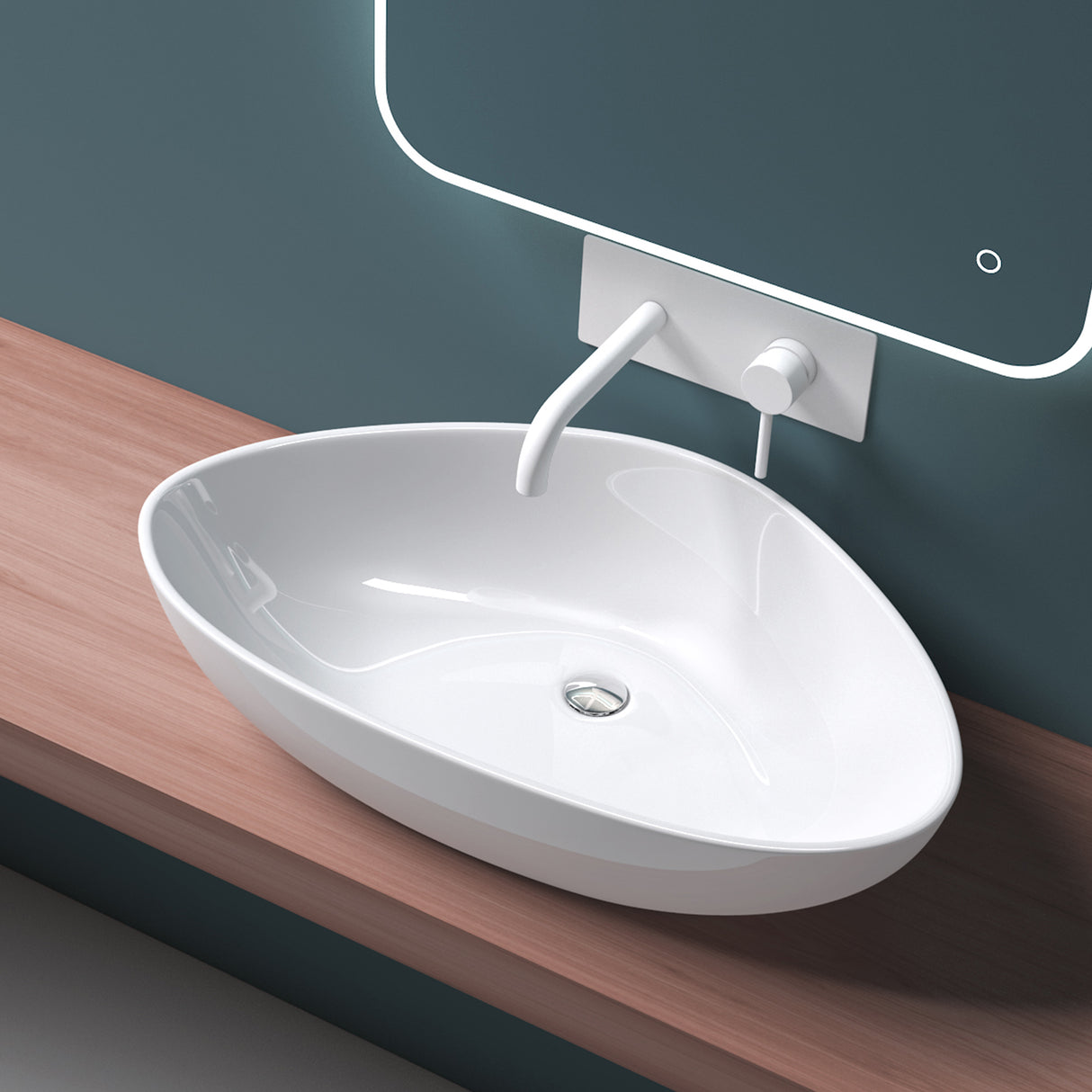 glasvilla Lavabo da Appoggio in Ceramica Lavandino Bagno con Rivestimento Nano Bianco Brüssel895
