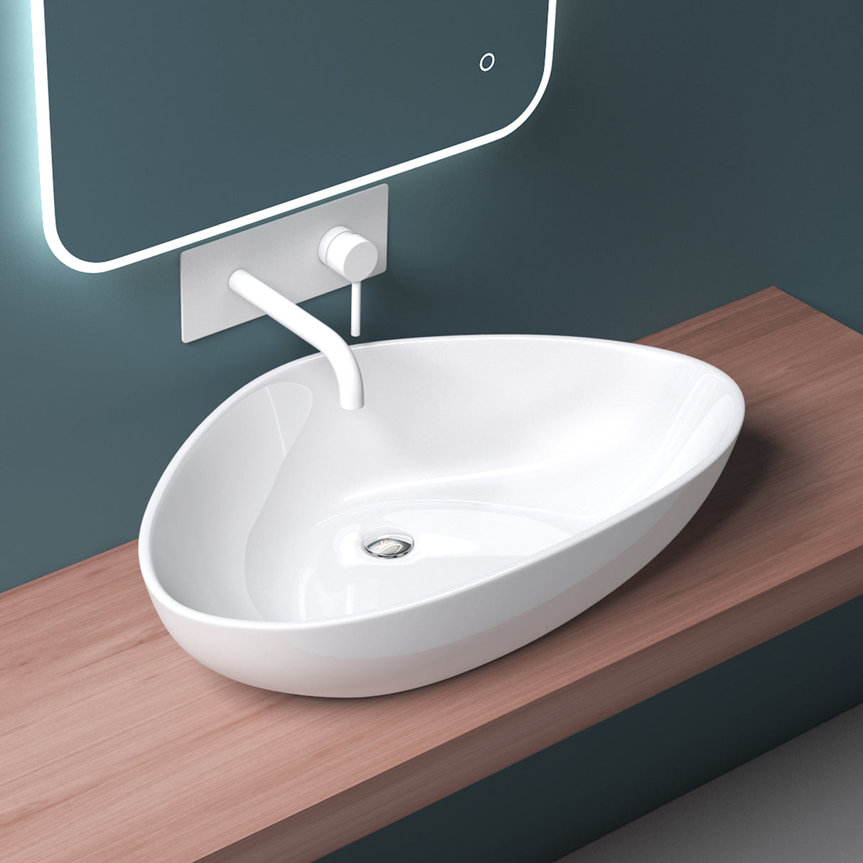 glasvilla Lavabo da Appoggio in Ceramica Lavandino Bagno con Rivestimento Nano Bianco Brüssel895