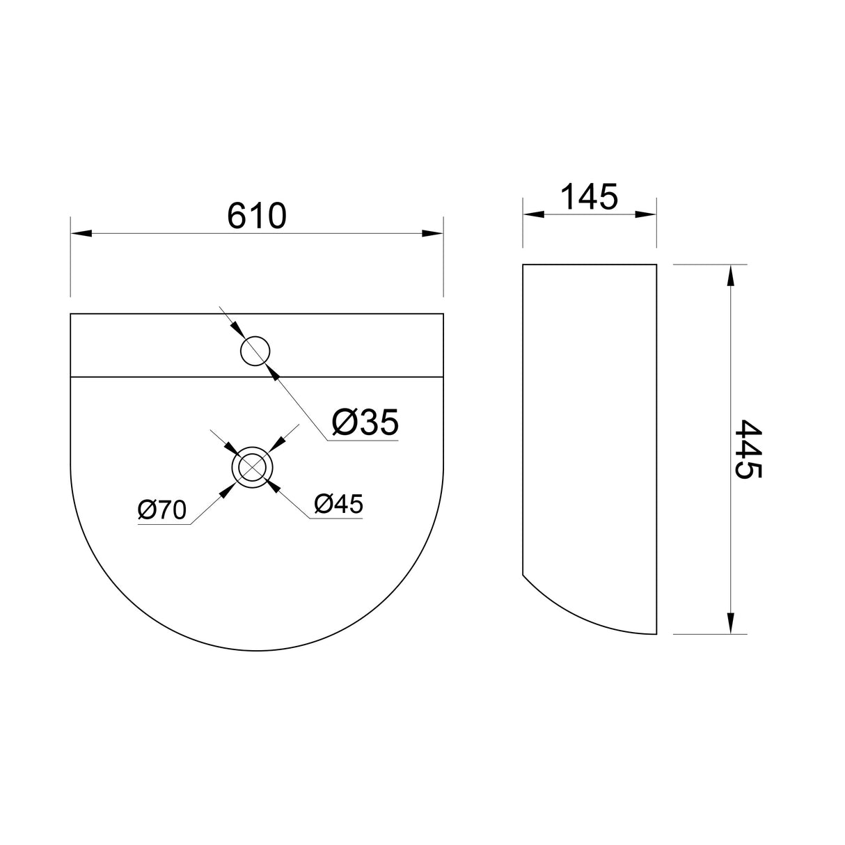 glasvilla Lavabo da Appoggio 61x44,5x14,5cm Lavabo Bagno Sospeso Lavandino Bagno con Nano Rivestimenti Bianco Brüssel896