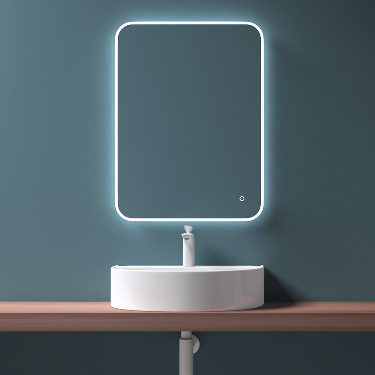 glasvilla Lavabo da Appoggio 61x44,5x14,5cm Lavabo Bagno Sospeso Lavandino Bagno con Nano Rivestimenti Bianco Brüssel896