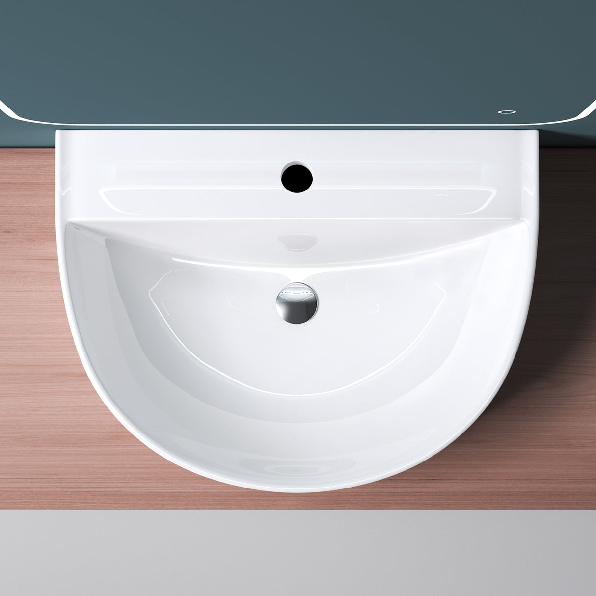 glasvilla Lavabo da Appoggio 61x44,5x14,5cm Lavabo Bagno Sospeso Lavandino Bagno con Nano Rivestimenti Bianco Brüssel896