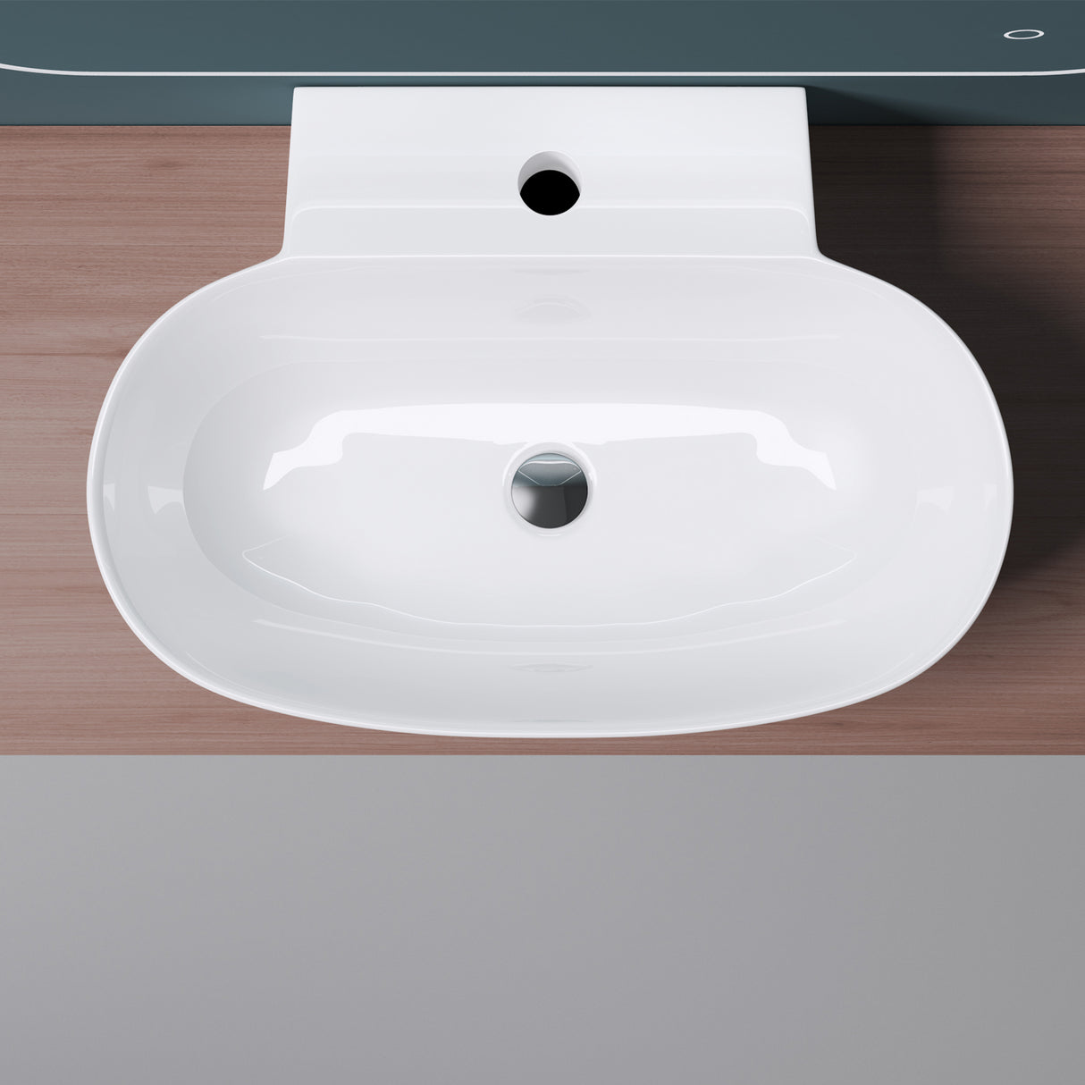 Lavabo Glasvilla da appoggio, lavabo sospeso, LTH: 56x39,5x12,5cm, bianco, in ceramica, con nanorivestimento incluso Brüssel899