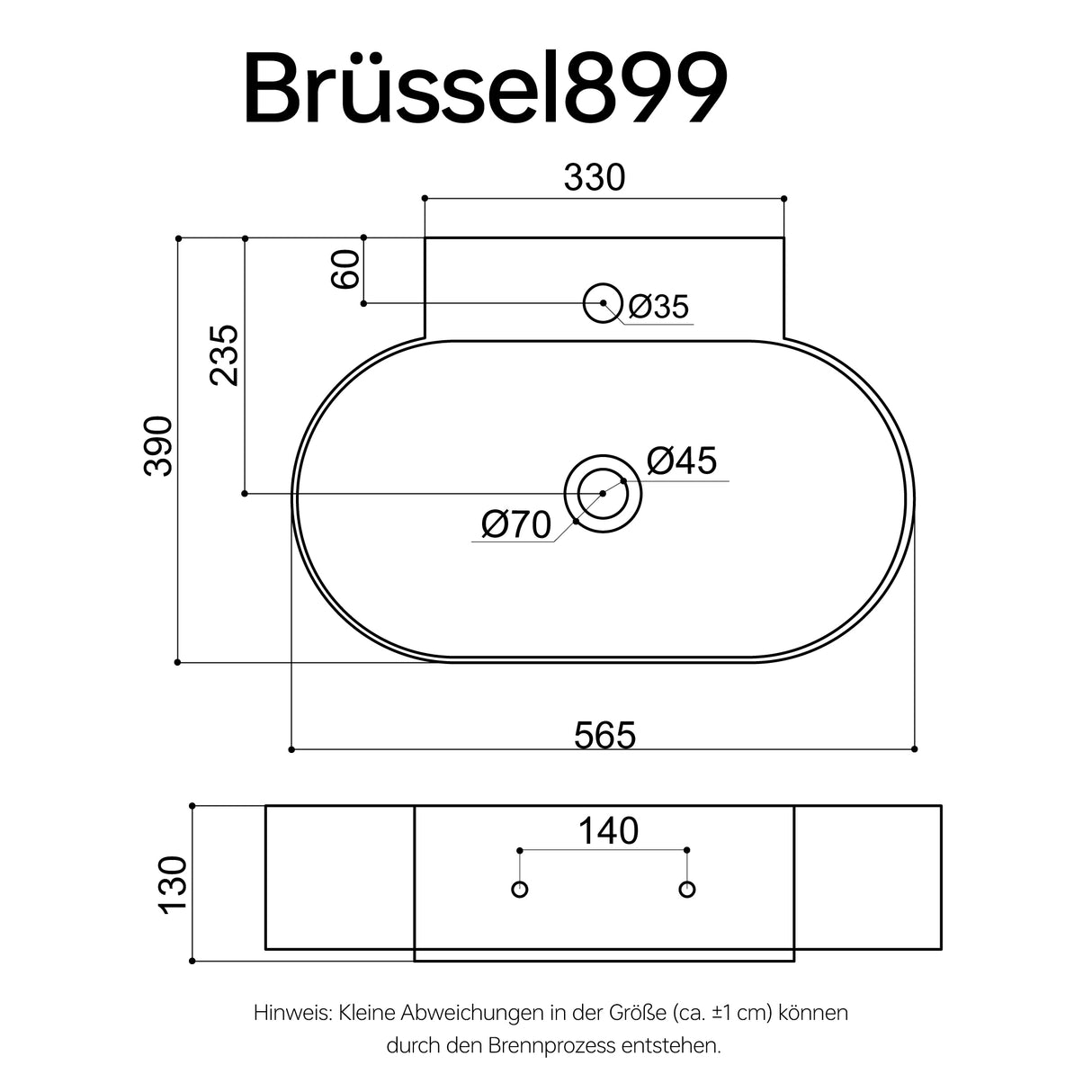 Lavabo à poser Glasvilla, Lavabo suspendu, Dimensions (L x l x H) : 56 x 39,5 x 12,5 cm, Céramique blanche avec nano-revêtement, Bruxelles 899